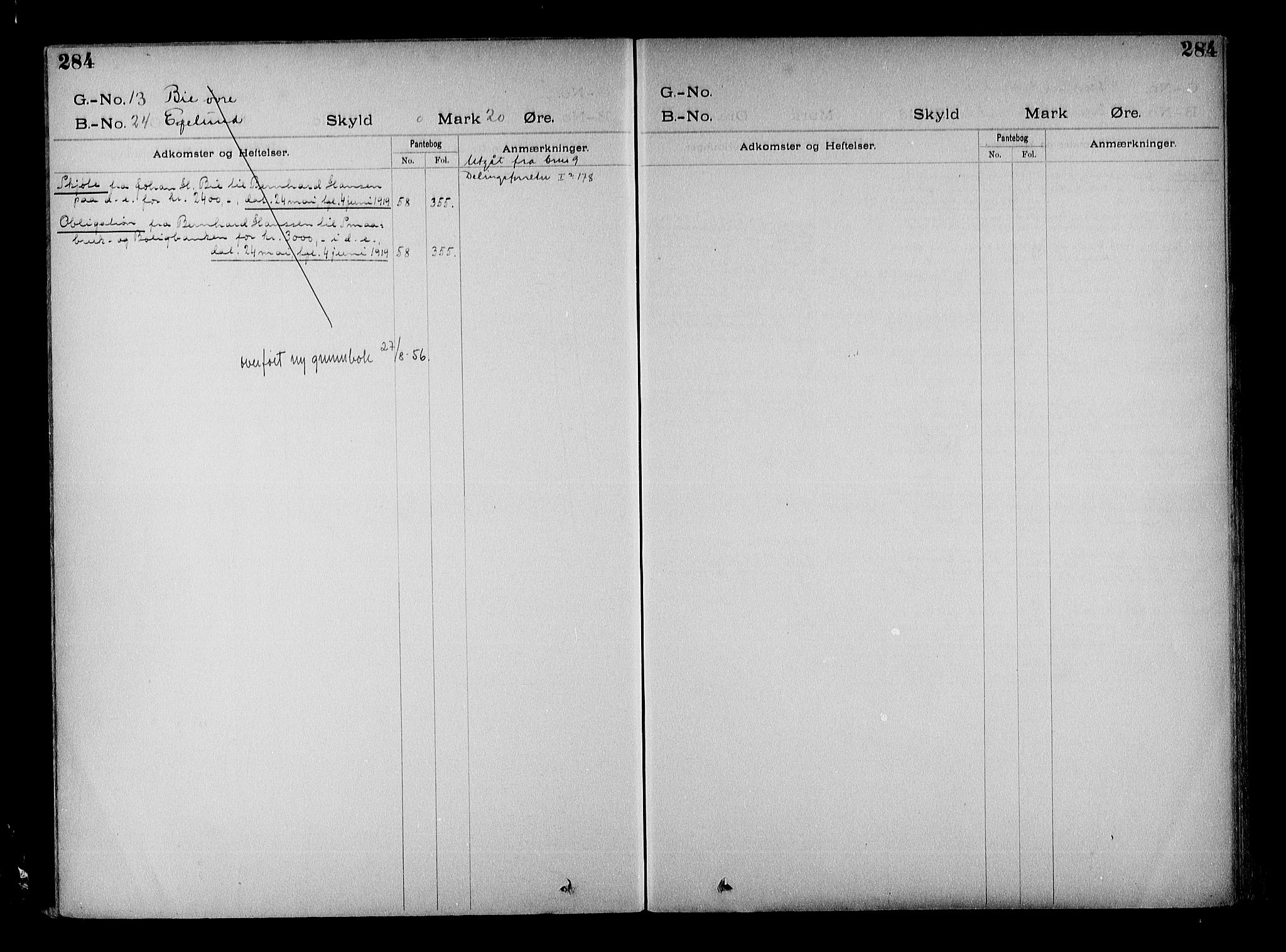 Vestre Nedenes/Sand sorenskriveri, SAK/1221-0010/G/Ga/L0022: Mortgage register no. 15, 1899-1957, p. 284