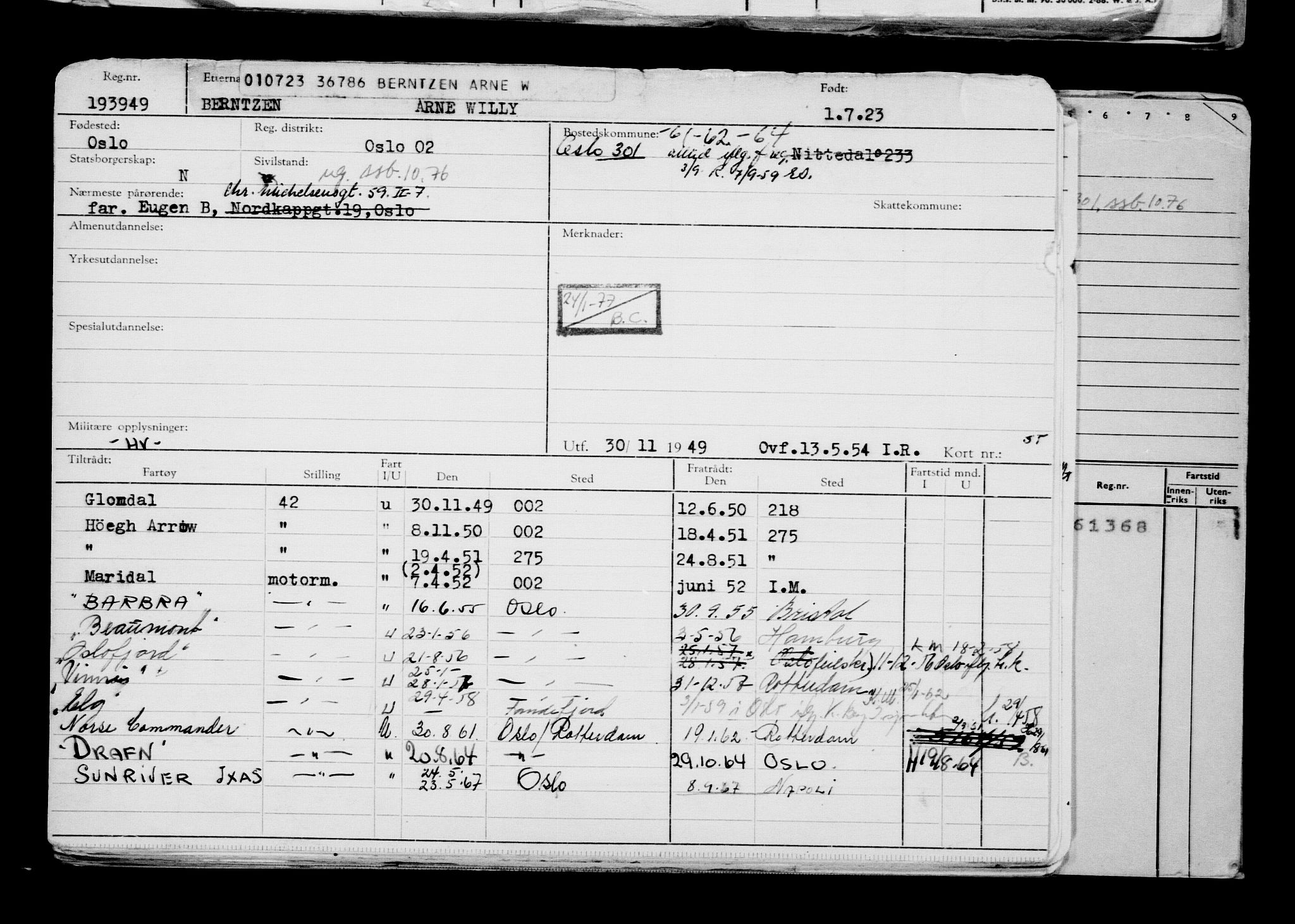 Direktoratet for sjømenn, AV/RA-S-3545/G/Gb/L0220: Hovedkort, 1923, p. 537