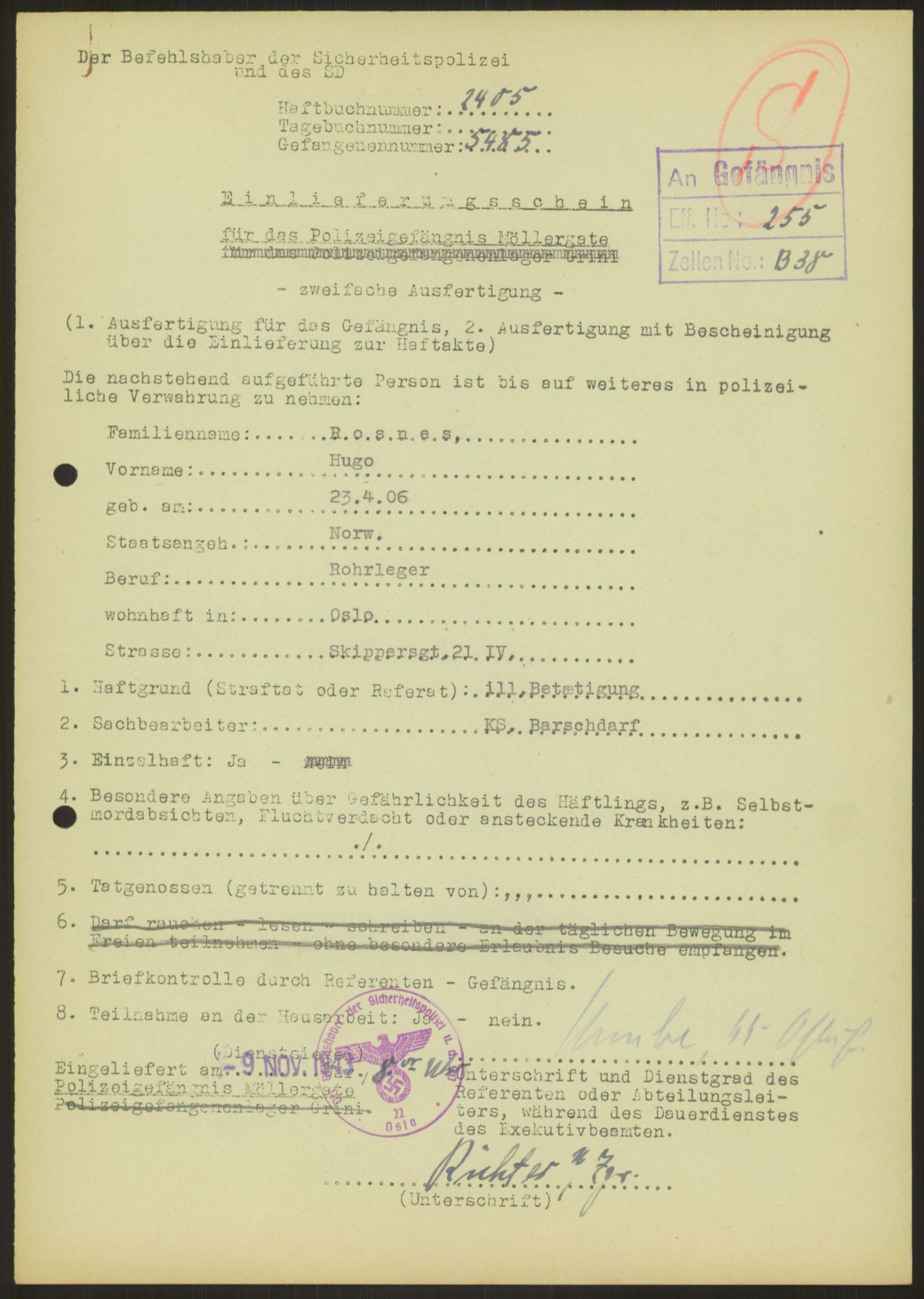 Befehlshaber der Sicherheitspolizei und des SD, AV/RA-RAFA-5969/E/Ea/Eae/L0002: Einlieferungsschein 5110-5800, 1943