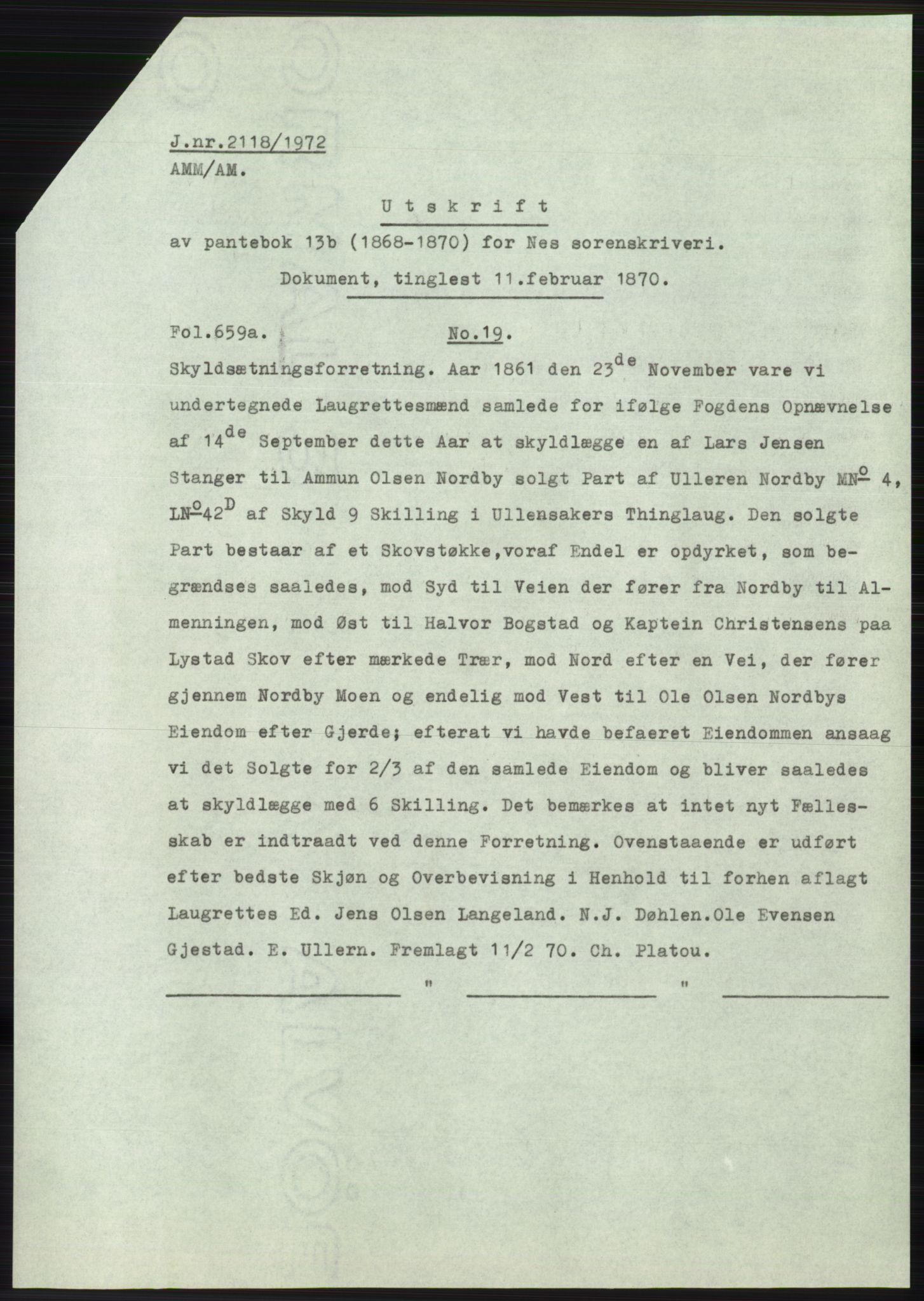Statsarkivet i Oslo, AV/SAO-A-10621/Z/Zd/L0031: Avskrifter, j.nr 22-2461/1972, 1972, p. 354