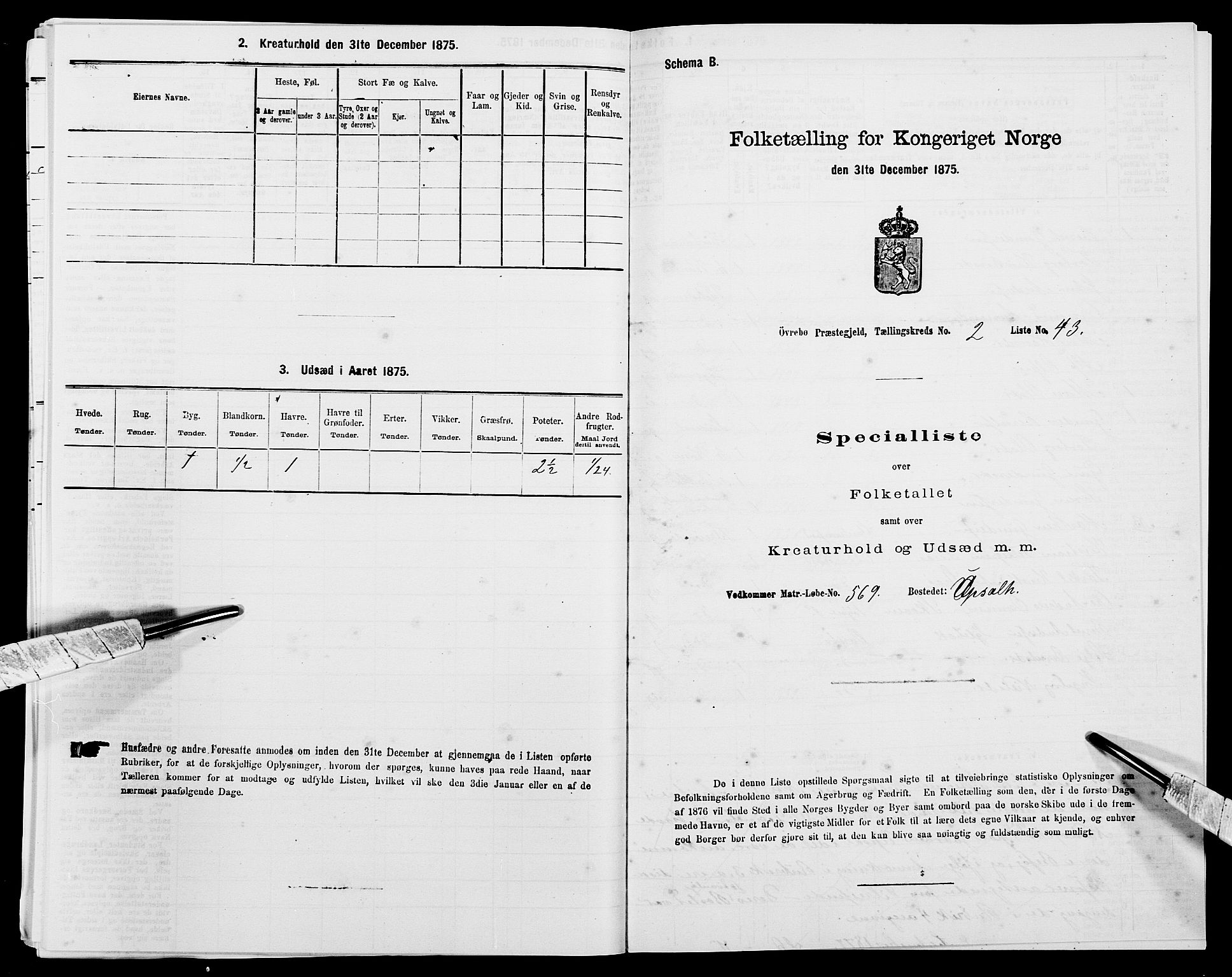 SAK, 1875 census for 1016P Øvrebø, 1875, p. 259