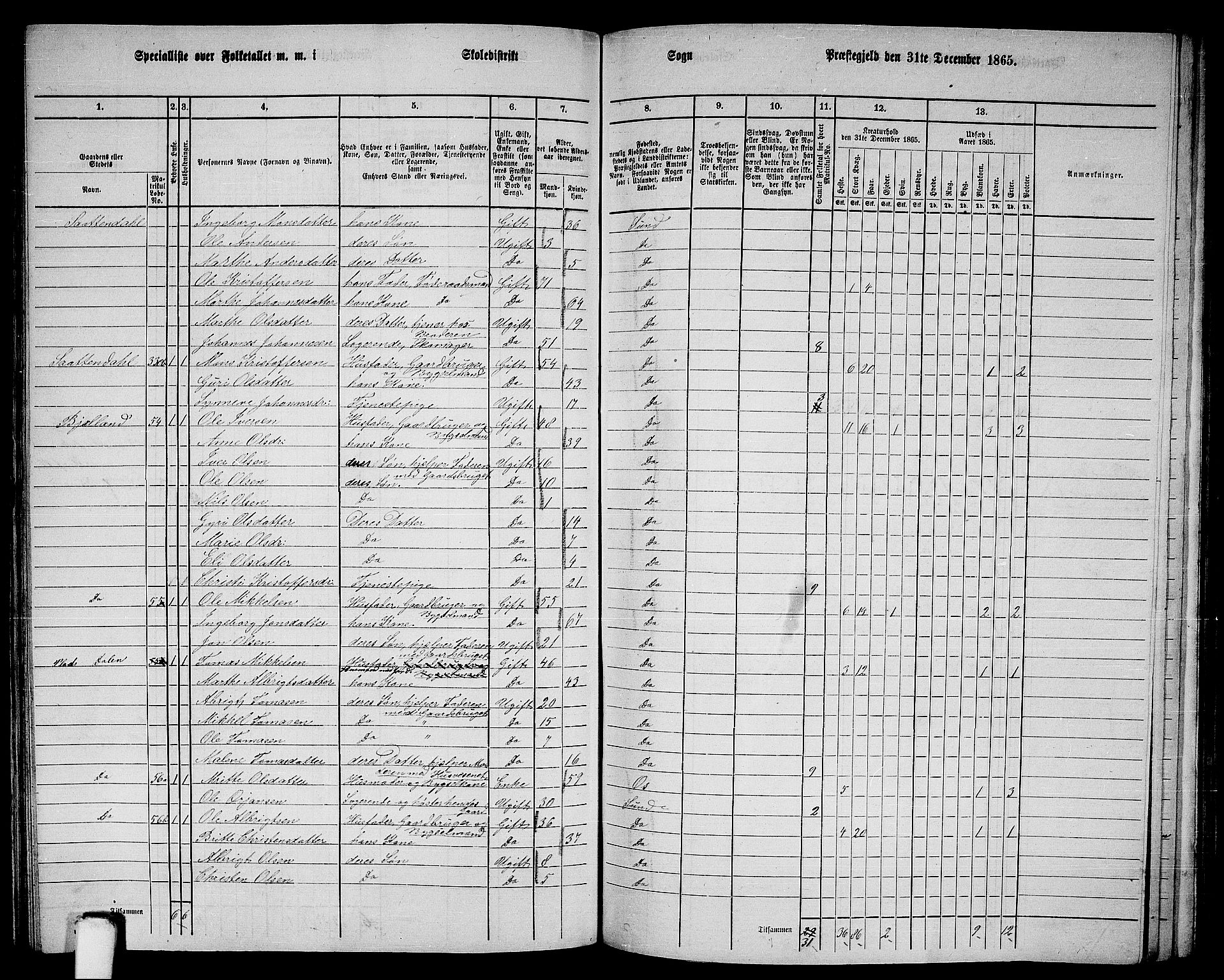 RA, 1865 census for Sund, 1865, p. 125