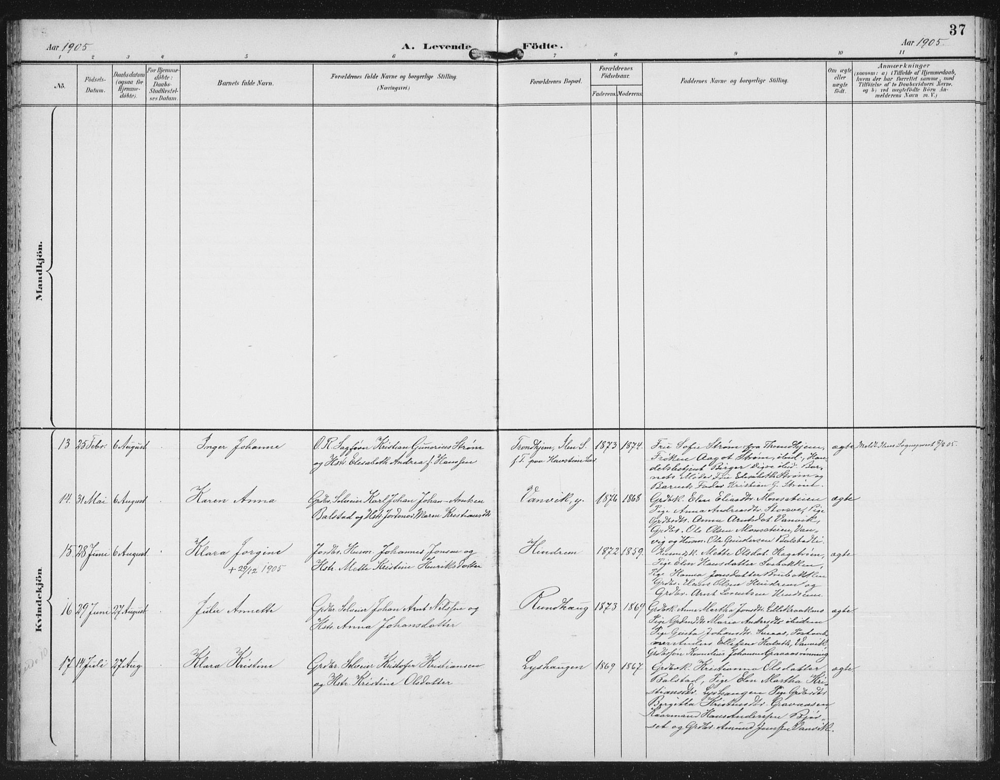 Ministerialprotokoller, klokkerbøker og fødselsregistre - Nord-Trøndelag, SAT/A-1458/702/L0024: Parish register (official) no. 702A02, 1898-1914, p. 37