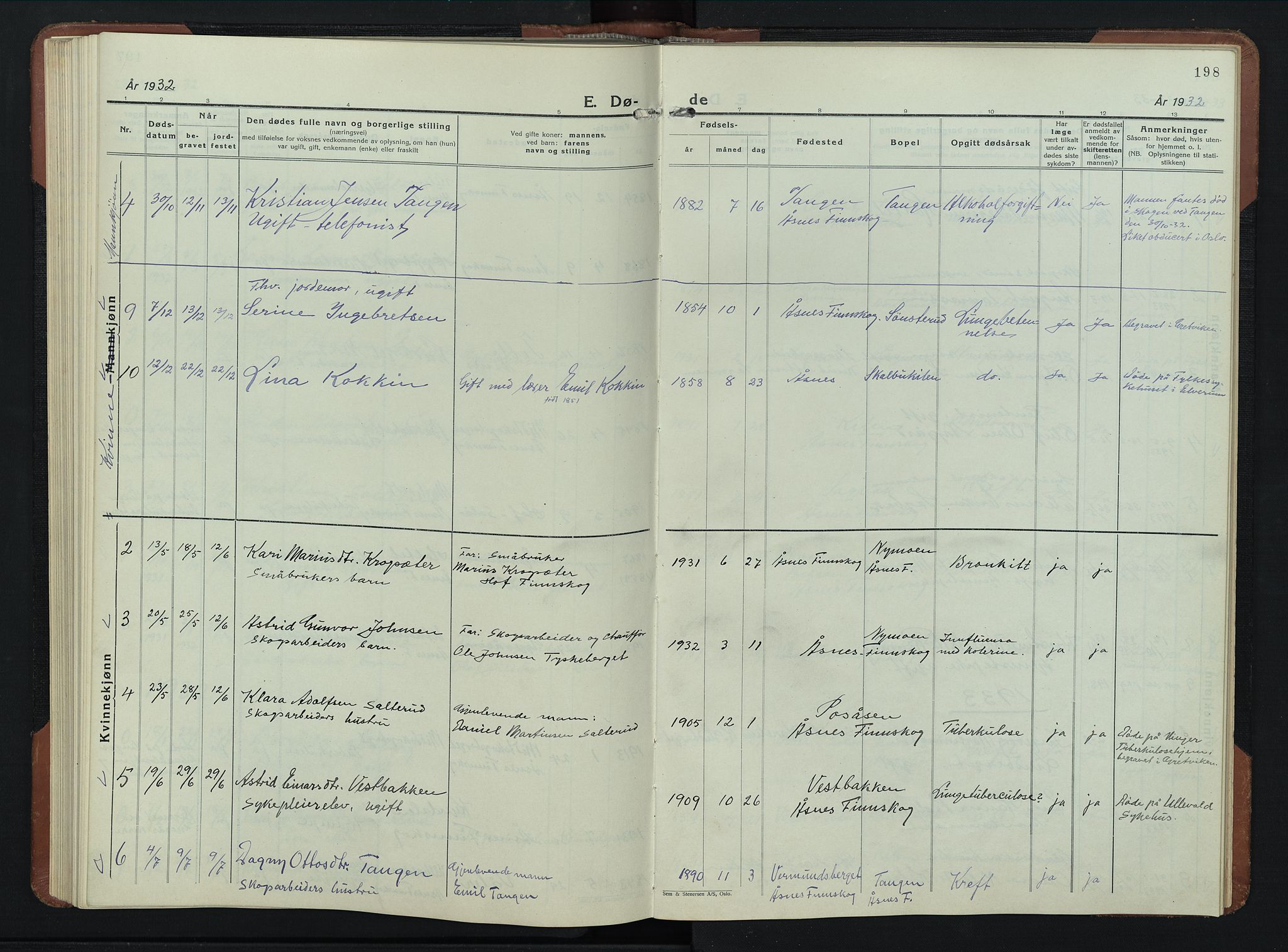 Åsnes prestekontor, AV/SAH-PREST-042/H/Ha/Hab/L0009: Parish register (copy) no. 9, 1930-1954, p. 198