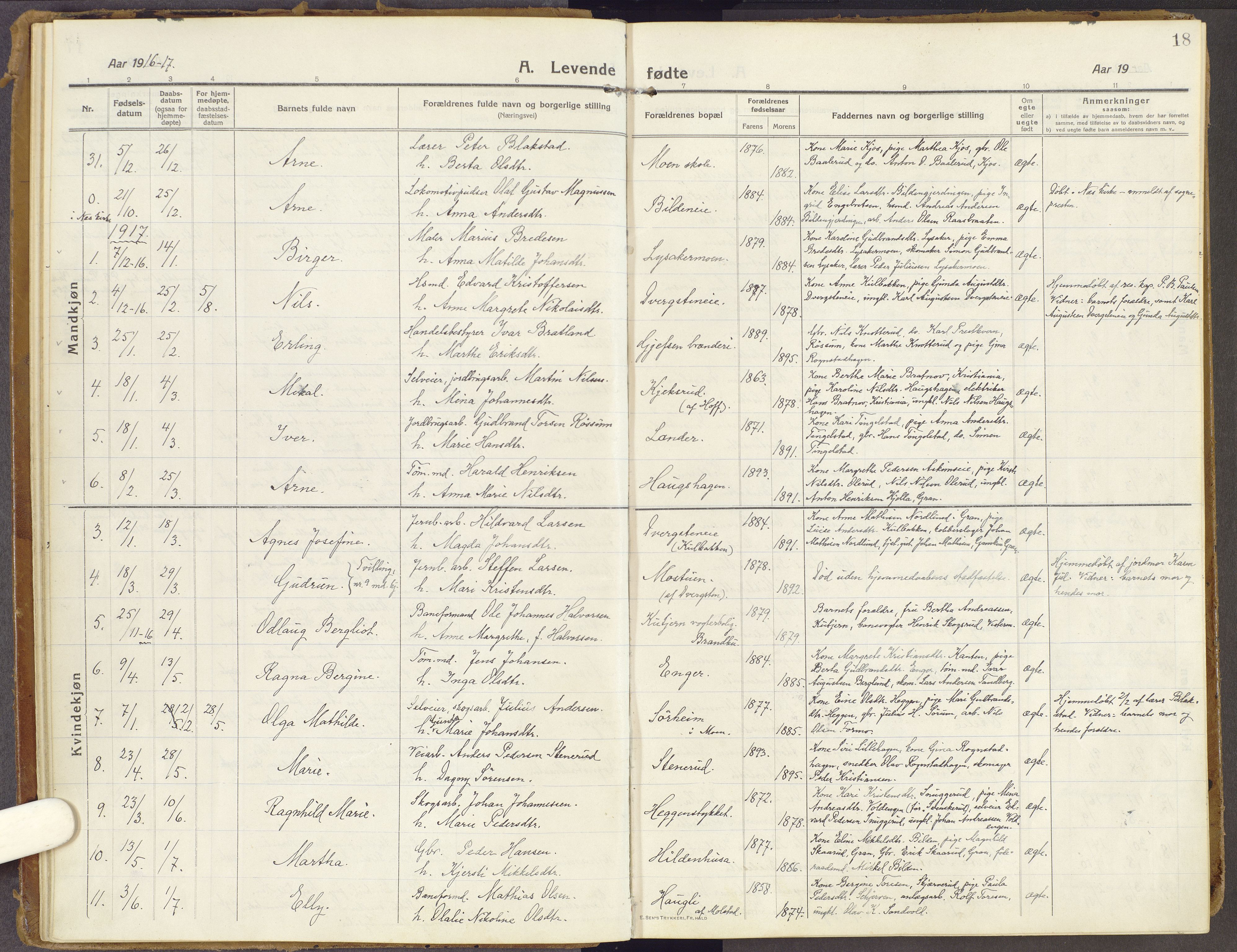 Brandbu prestekontor, SAH/PREST-114/H/Ha/Haa/L0003: Parish register (official) no. 3, 1914-1928, p. 18