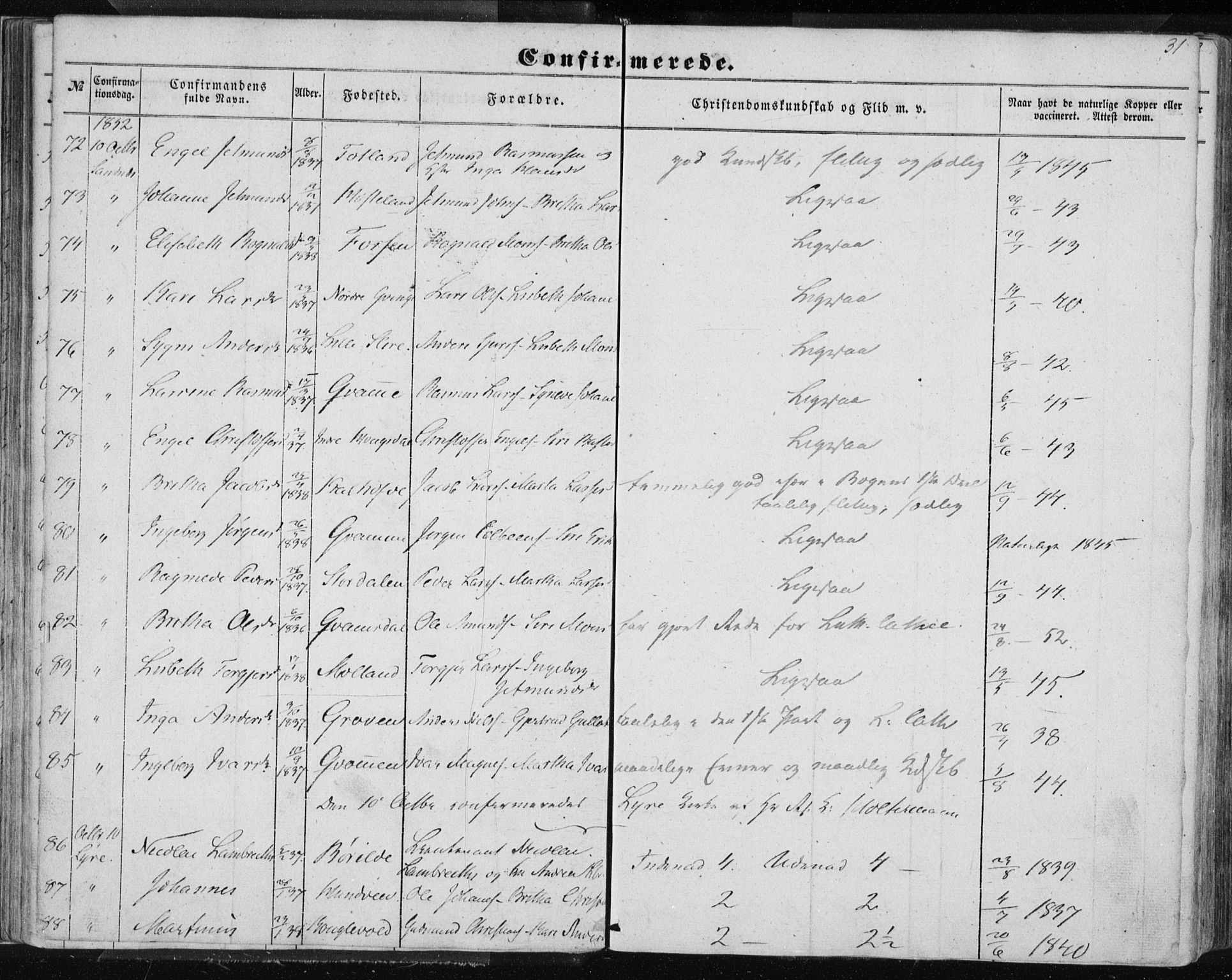 Lindås Sokneprestembete, AV/SAB-A-76701/H/Haa/Haaa/L0013: Parish register (official) no. A 13, 1848-1862, p. 31