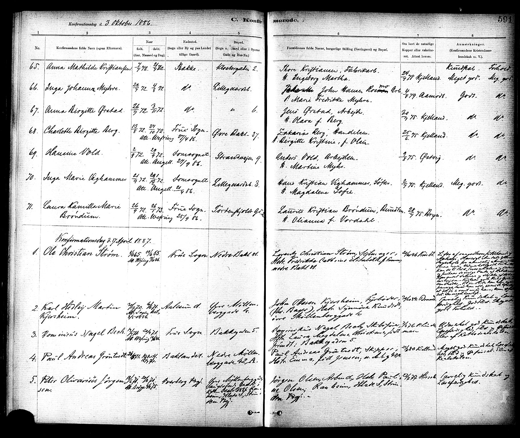 Ministerialprotokoller, klokkerbøker og fødselsregistre - Sør-Trøndelag, SAT/A-1456/604/L0188: Parish register (official) no. 604A09, 1878-1892, p. 591