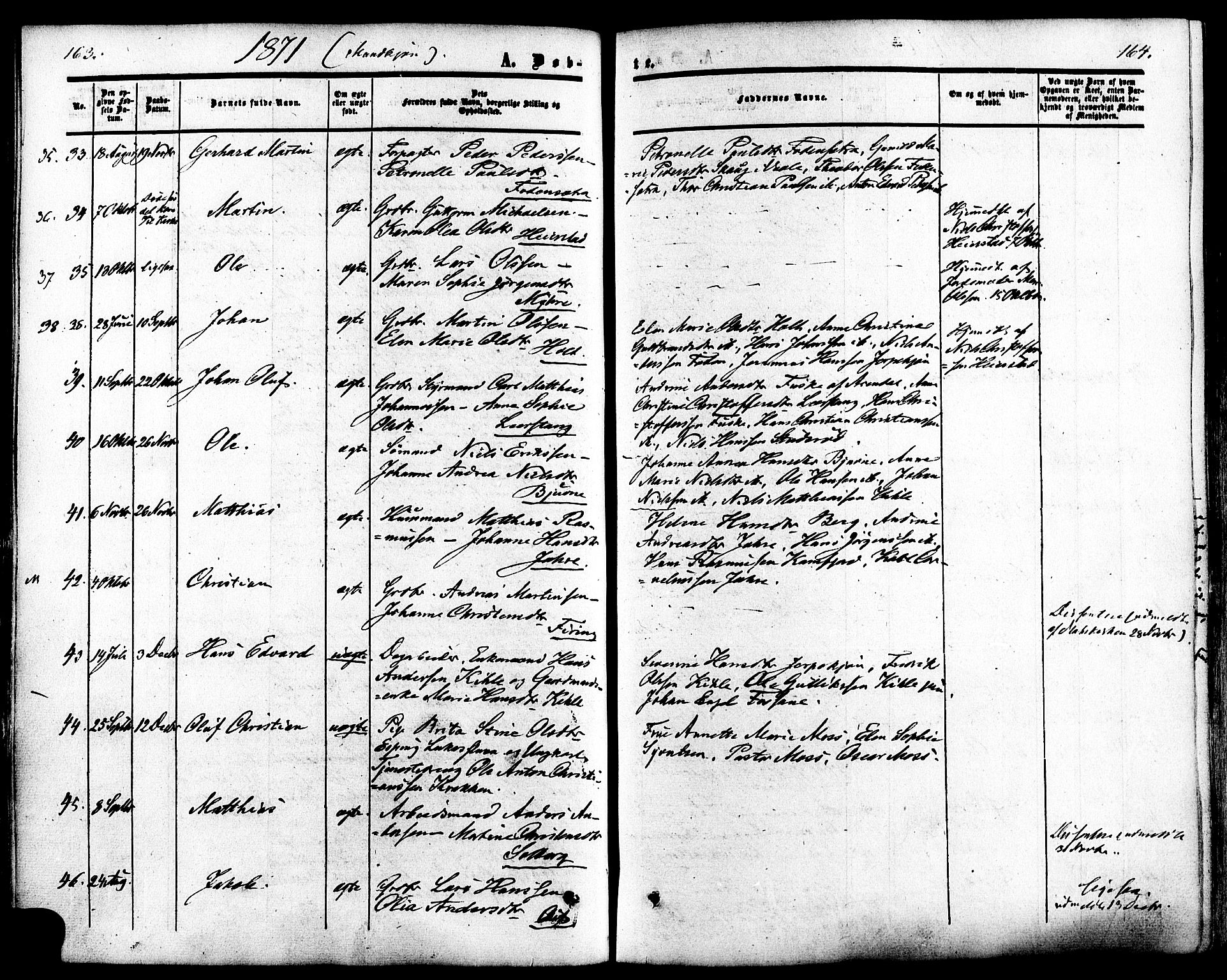 Ramnes kirkebøker, AV/SAKO-A-314/F/Fa/L0006: Parish register (official) no. I 6, 1862-1877, p. 163-164