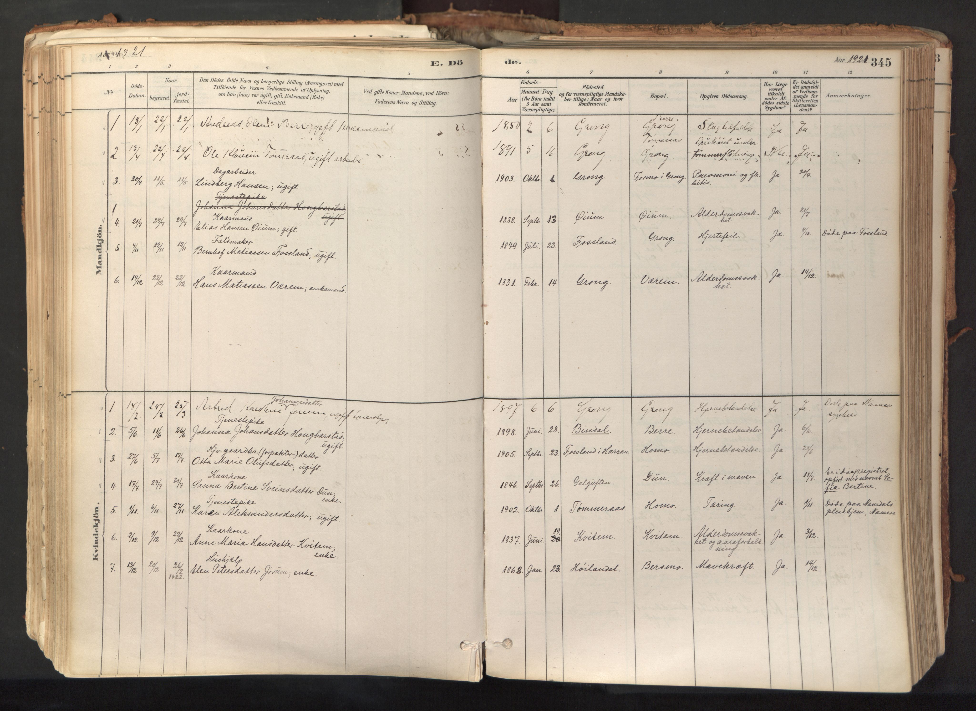 Ministerialprotokoller, klokkerbøker og fødselsregistre - Nord-Trøndelag, SAT/A-1458/758/L0519: Parish register (official) no. 758A04, 1880-1926, p. 345