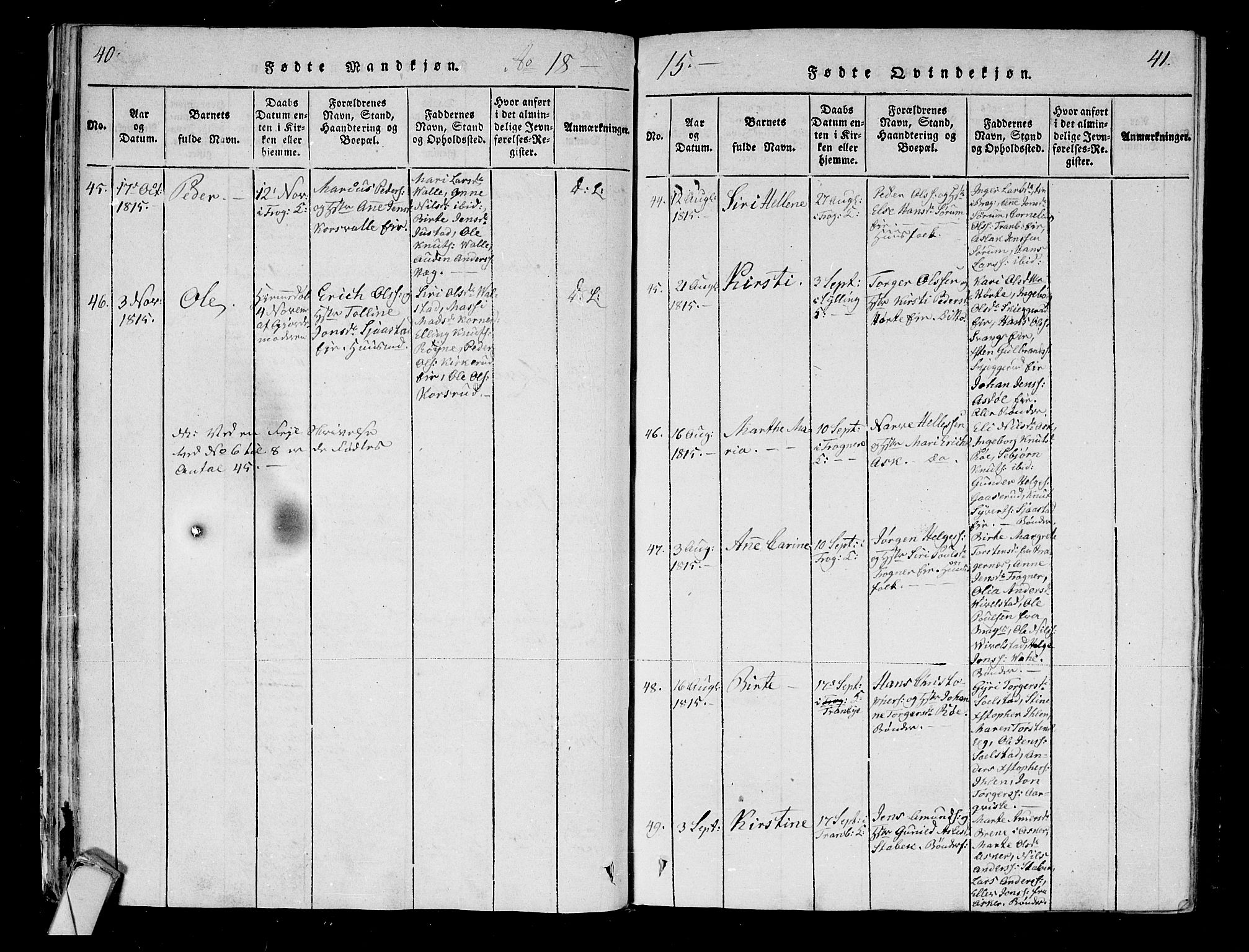 Lier kirkebøker, AV/SAKO-A-230/F/Fa/L0008: Parish register (official) no. I 8, 1813-1825, p. 40-41