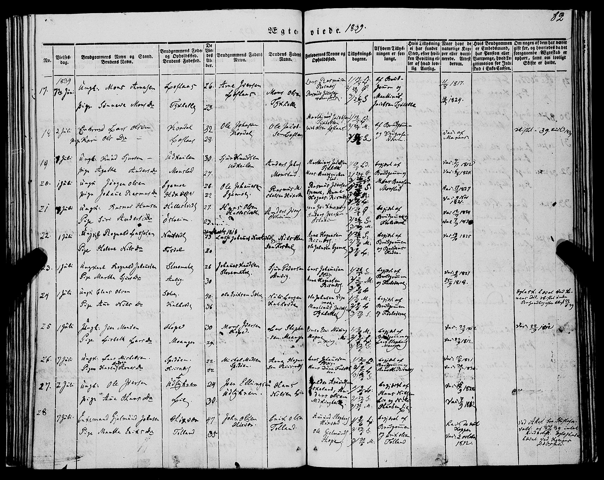 Lindås Sokneprestembete, SAB/A-76701/H/Haa: Parish register (official) no. A 12, 1836-1848, p. 82