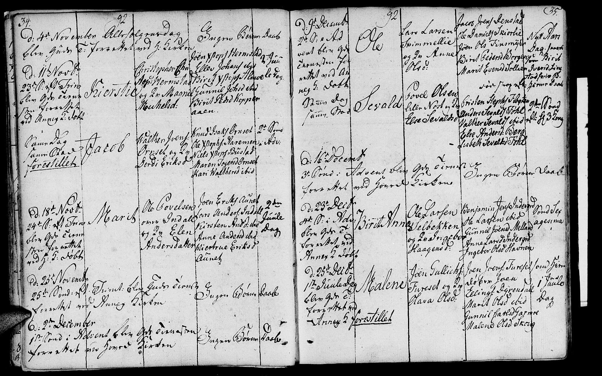 Ministerialprotokoller, klokkerbøker og fødselsregistre - Sør-Trøndelag, SAT/A-1456/646/L0606: Parish register (official) no. 646A04, 1791-1805, p. 34-35