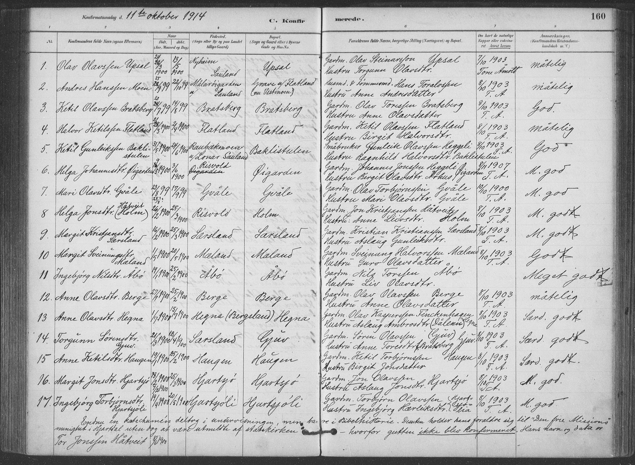 Hjartdal kirkebøker, SAKO/A-270/F/Fa/L0010: Parish register (official) no. I 10, 1880-1929, p. 160