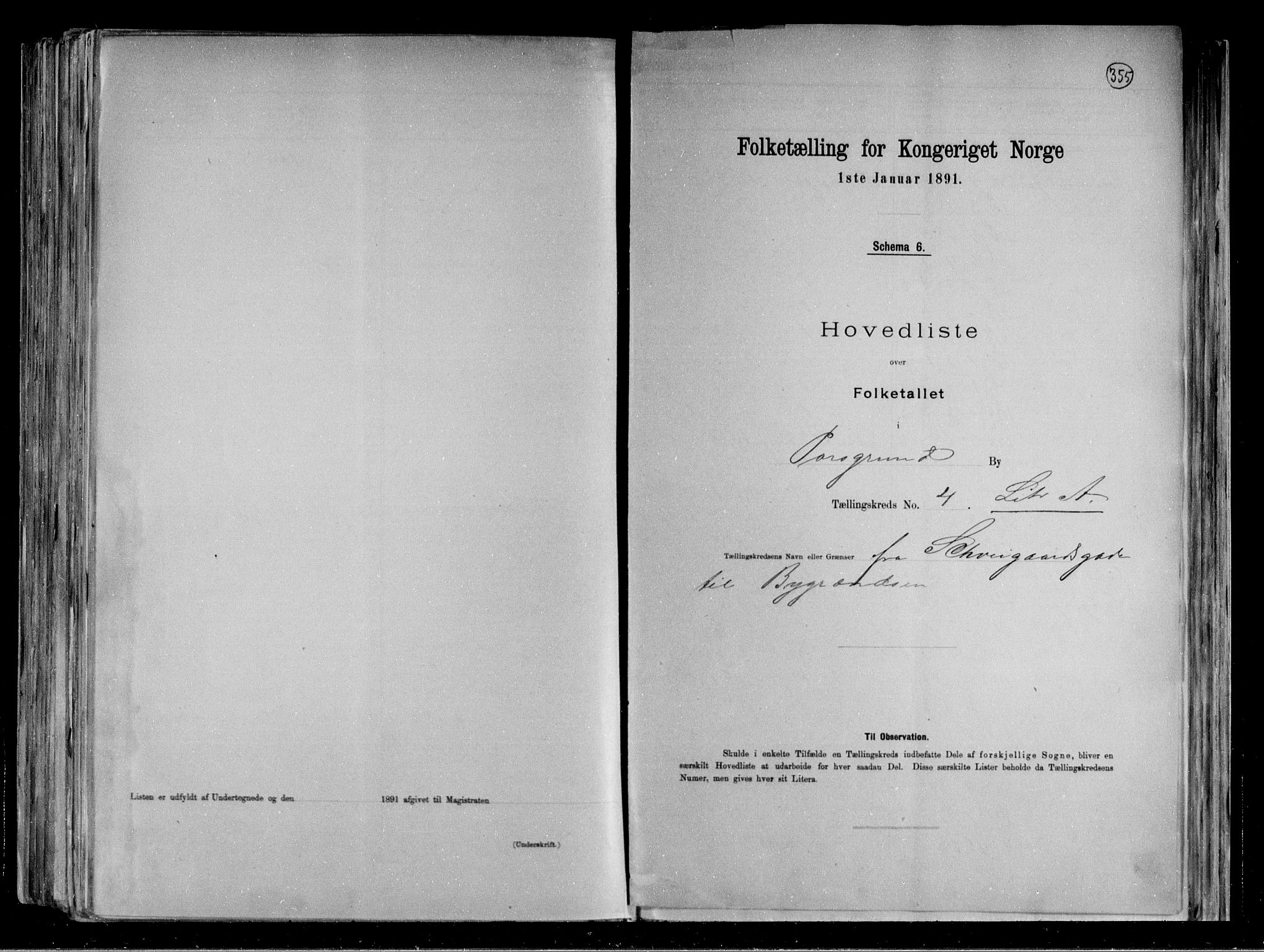 RA, 1891 census for 0805 Porsgrunn, 1891, p. 16