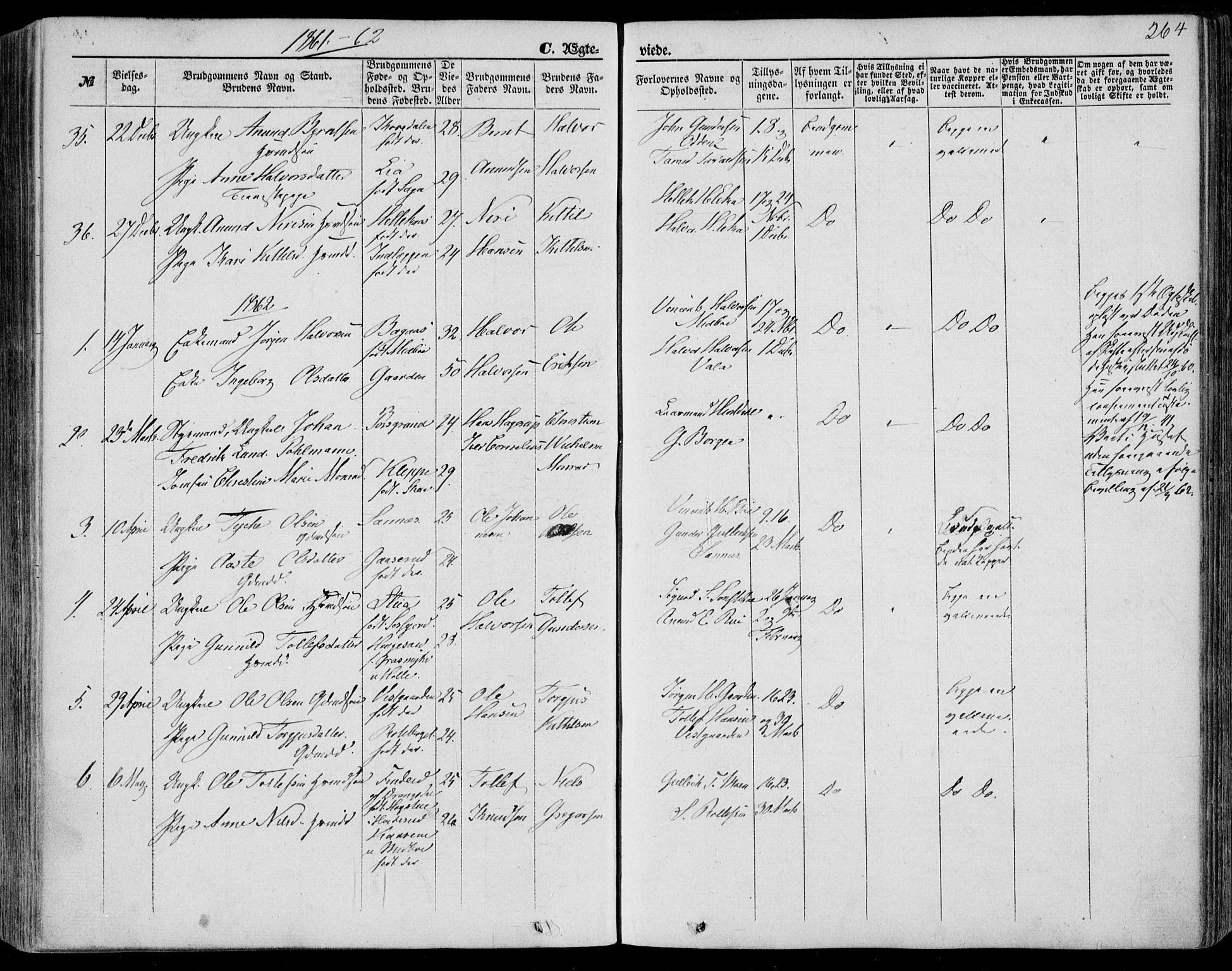 Bø kirkebøker, SAKO/A-257/F/Fa/L0009: Parish register (official) no. 9, 1862-1879, p. 264