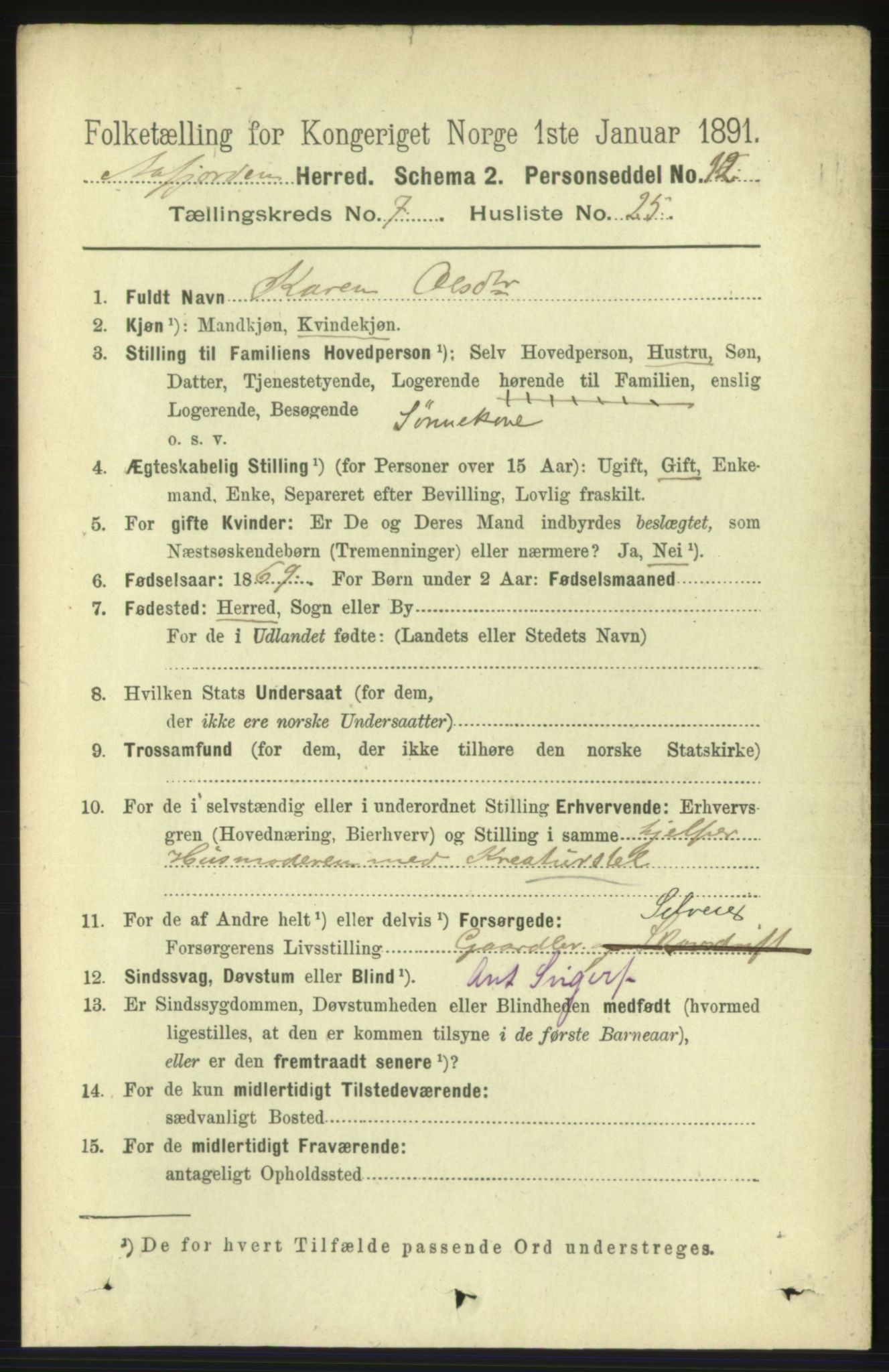 RA, 1891 census for 1630 Åfjord, 1891, p. 1922