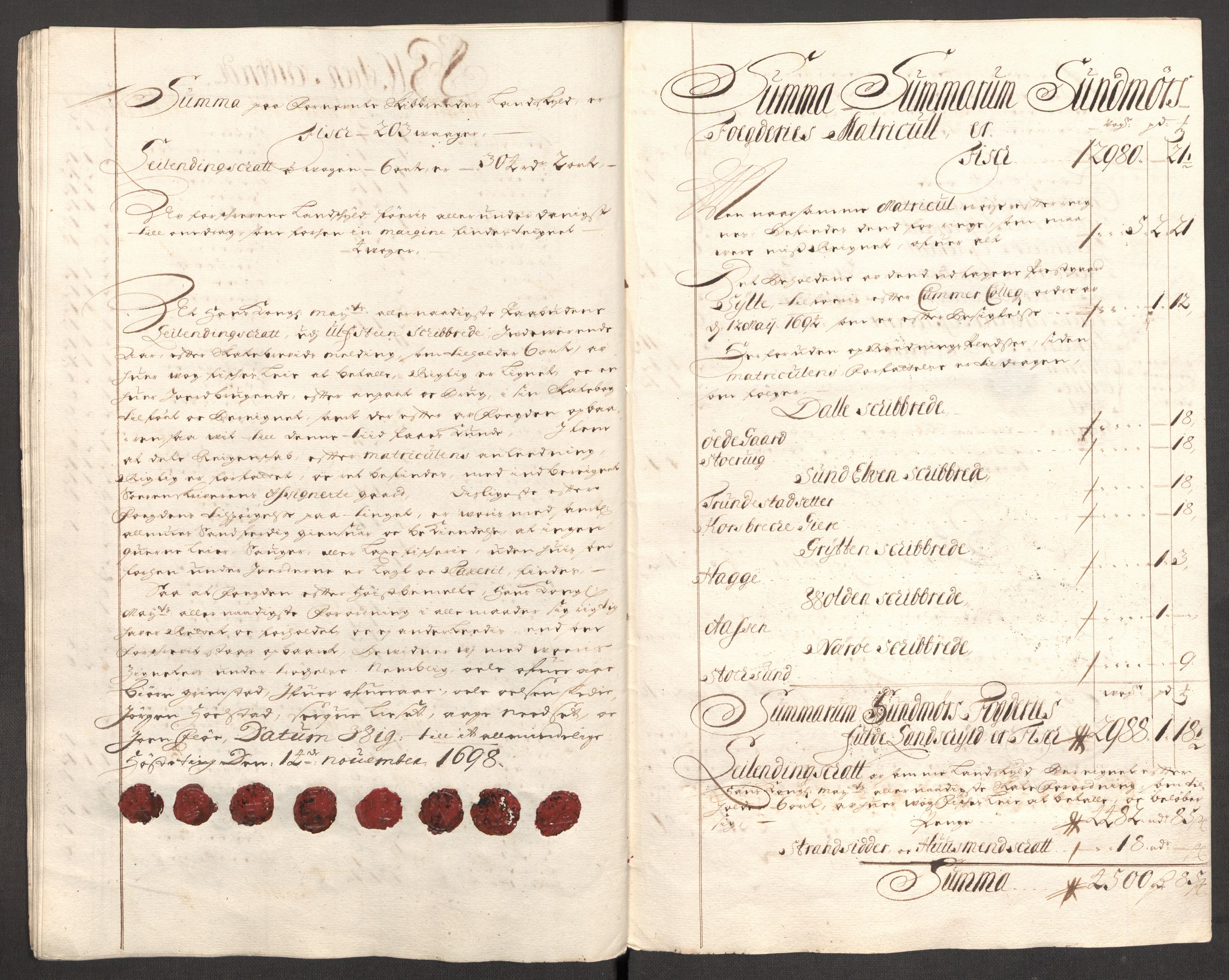 Rentekammeret inntil 1814, Reviderte regnskaper, Fogderegnskap, RA/EA-4092/R54/L3556: Fogderegnskap Sunnmøre, 1696-1698, p. 310