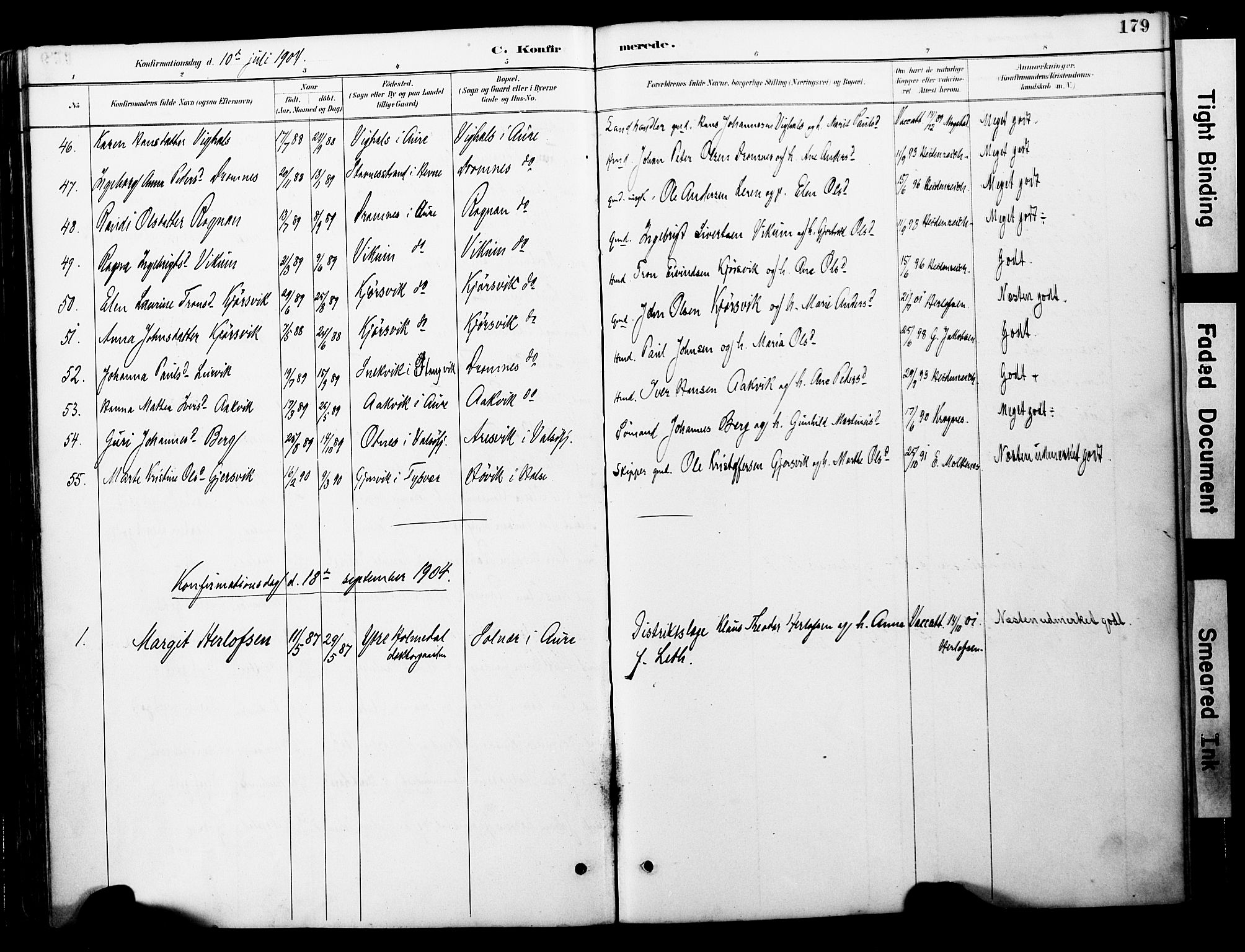 Ministerialprotokoller, klokkerbøker og fødselsregistre - Møre og Romsdal, AV/SAT-A-1454/578/L0907: Parish register (official) no. 578A06, 1887-1904, p. 179