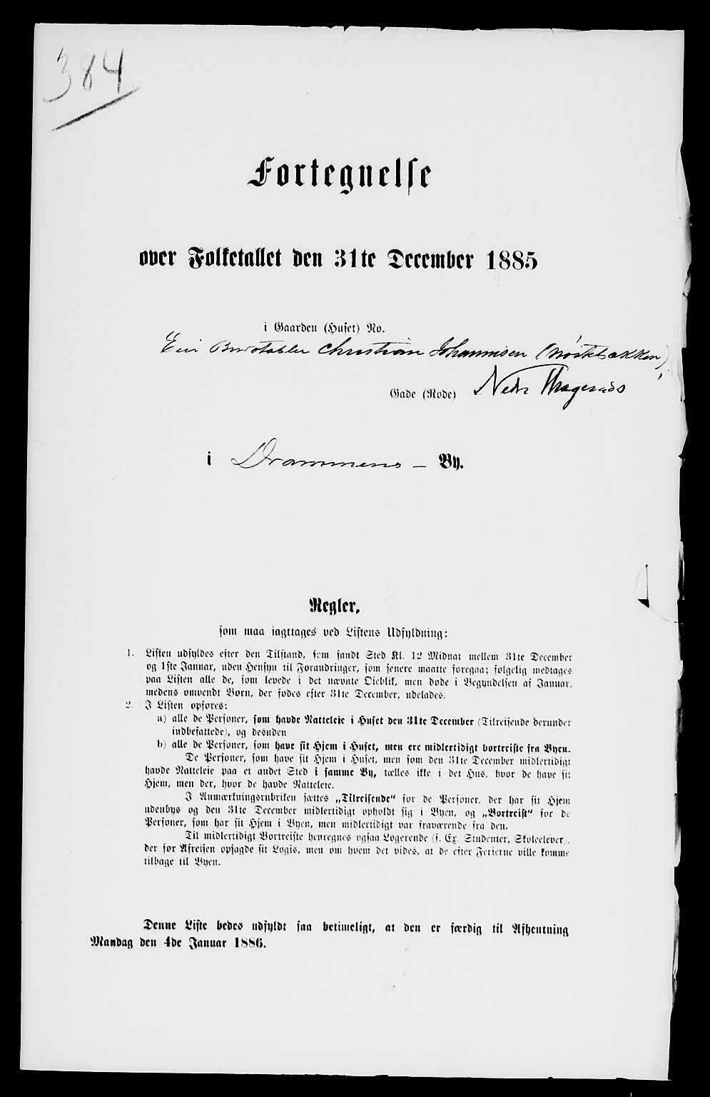 SAKO, 1885 census for 0602 Drammen, 1885, p. 2029