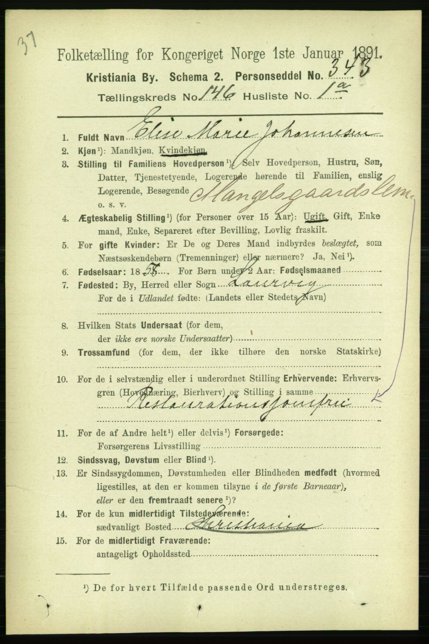 RA, 1891 census for 0301 Kristiania, 1891, p. 80495