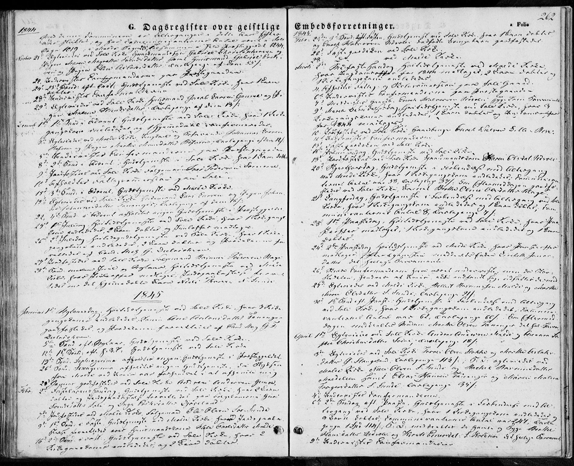 Håland sokneprestkontor, SAST/A-101802/001/30BA/L0006: Parish register (official) no. A 6, 1842-1853, p. 262