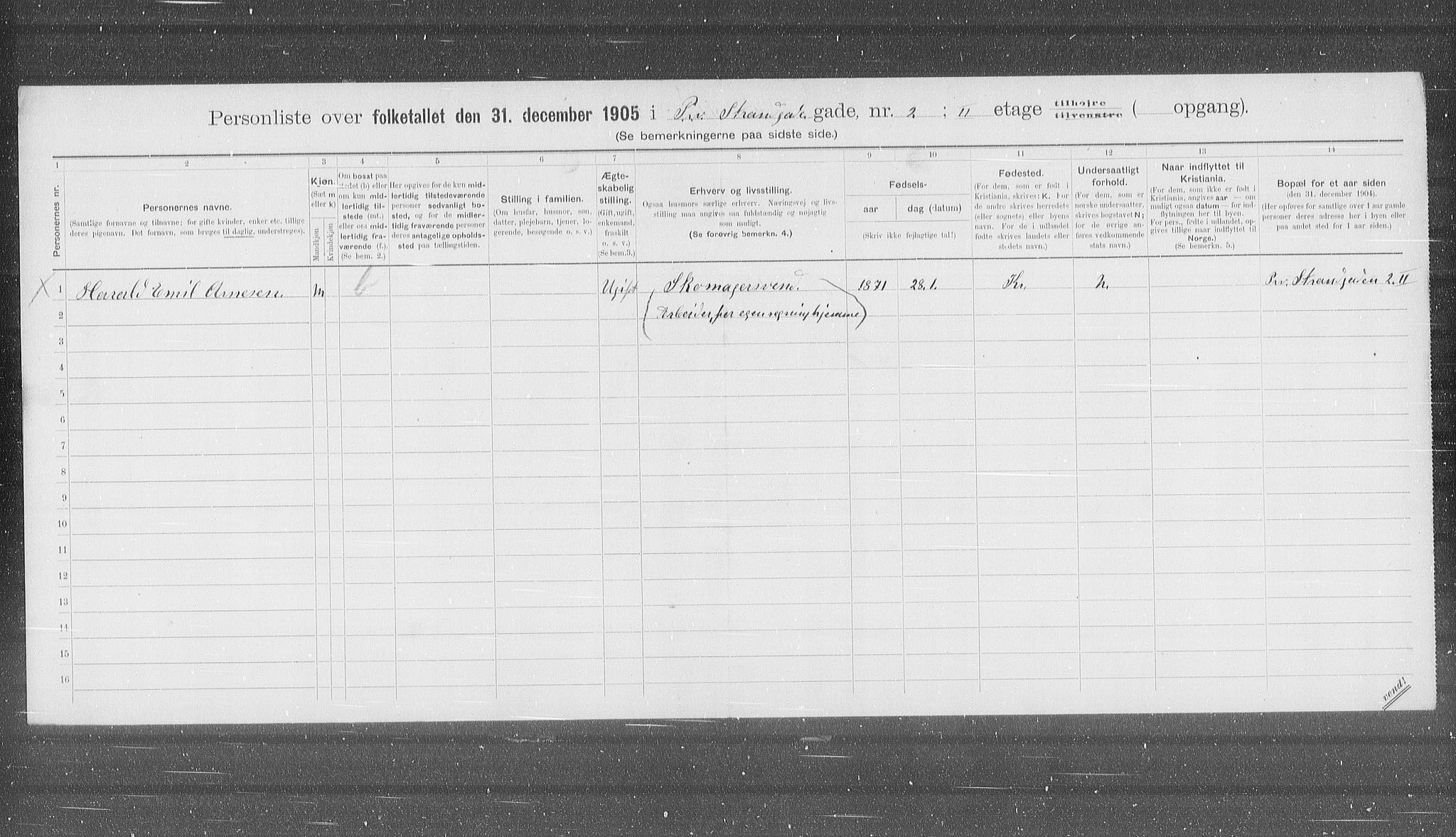 OBA, Municipal Census 1905 for Kristiania, 1905, p. 54250