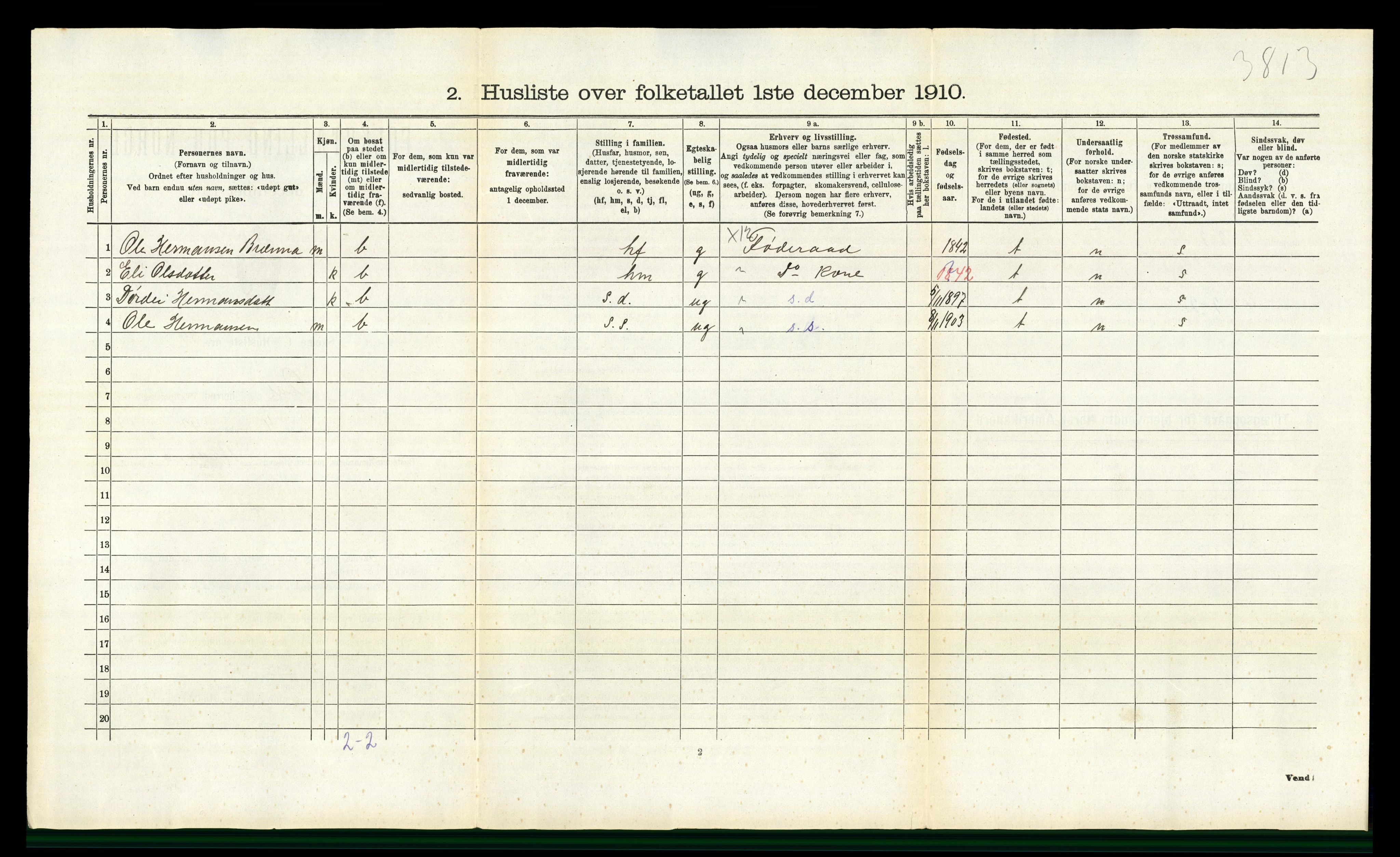 RA, 1910 census for Ål, 1910, p. 116