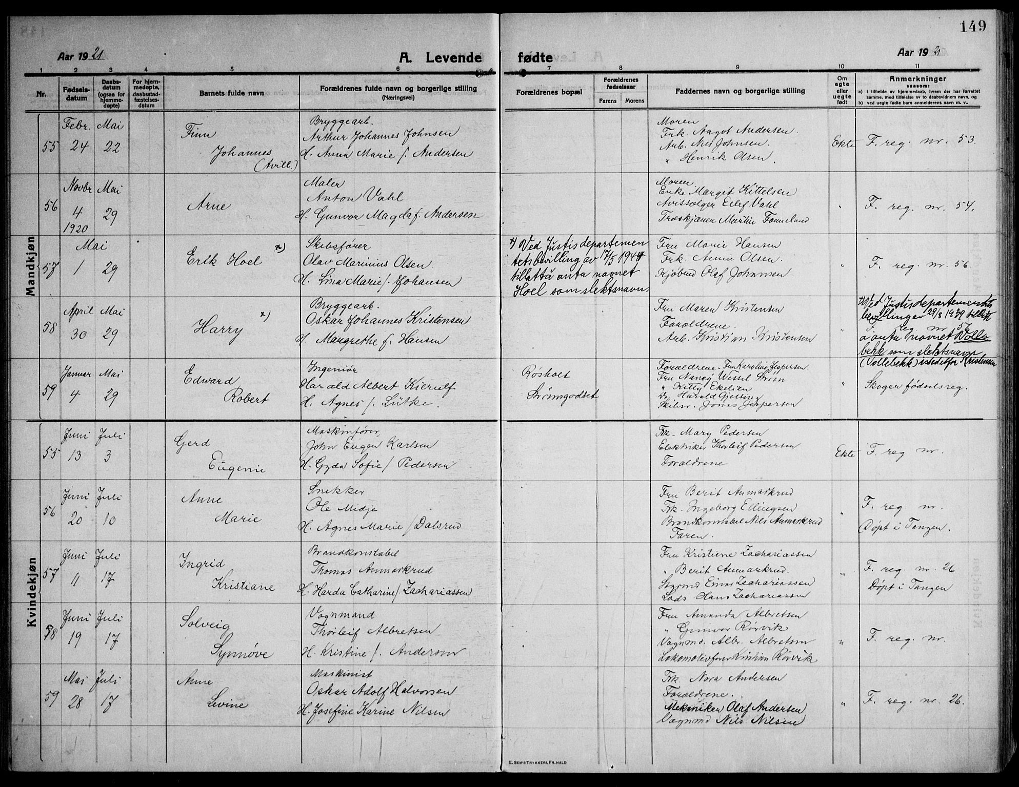 Strømsø kirkebøker, SAKO/A-246/F/Fa/L0029: Parish register (official) no. I 27, 1915-1930, p. 149