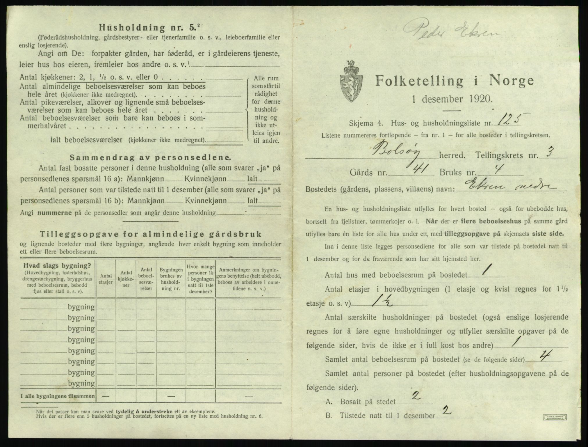 SAT, 1920 census for Bolsøy, 1920, p. 775