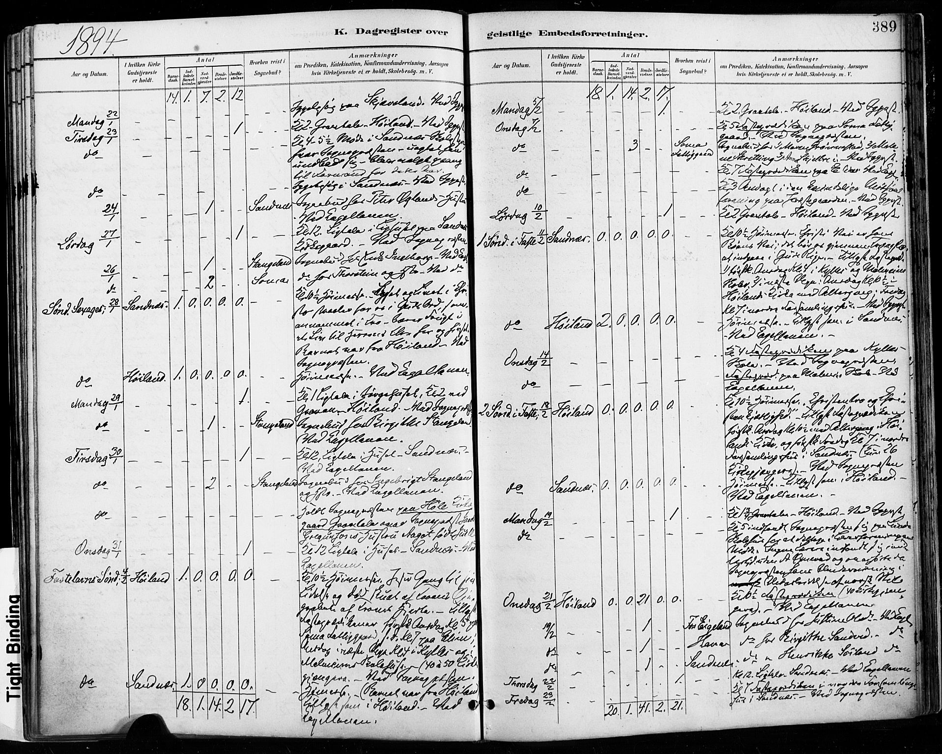 Høyland sokneprestkontor, AV/SAST-A-101799/001/30BA/L0013: Parish register (official) no. A 13.2, 1889-1898, p. 389