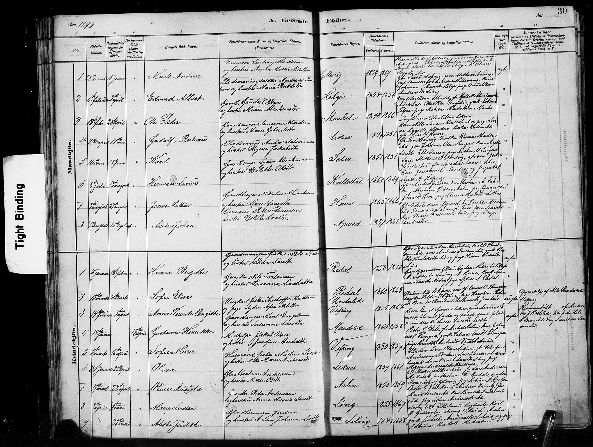Førde sokneprestembete, SAB/A-79901/H/Hab/Habe/L0001: Parish register (copy) no. E 1, 1881-1920, p. 30