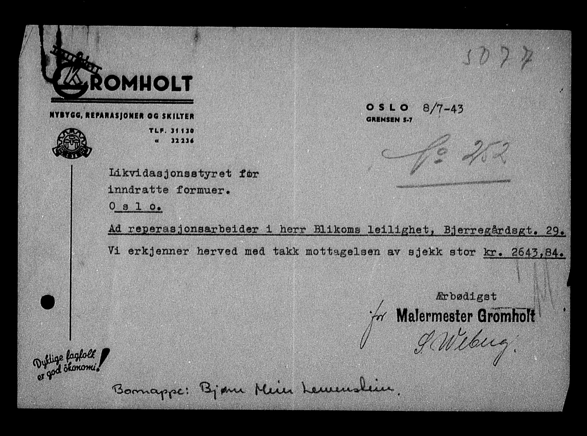 Justisdepartementet, Tilbakeføringskontoret for inndratte formuer, AV/RA-S-1564/H/Hc/Hcc/L0959: --, 1945-1947, p. 377