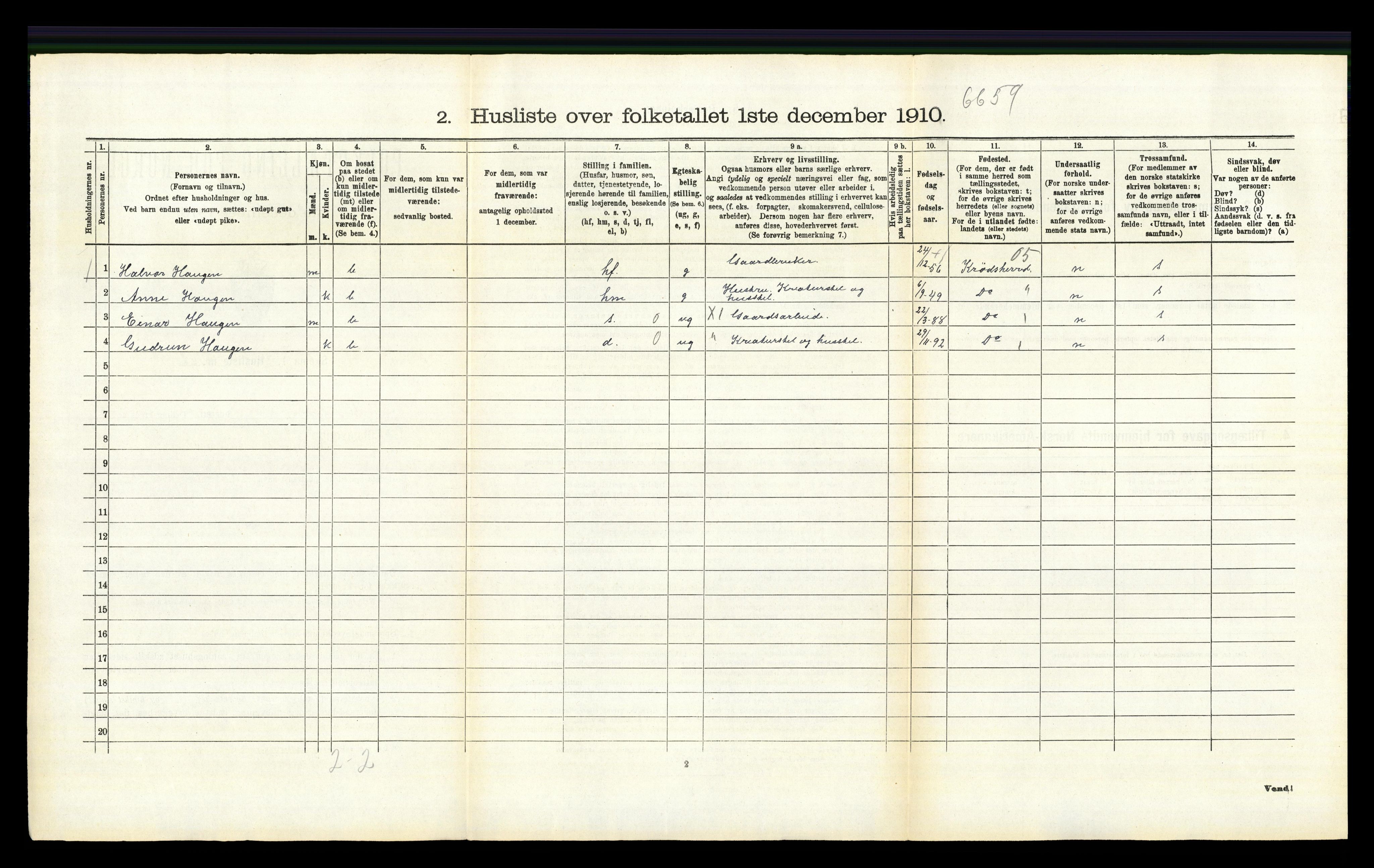 RA, 1910 census for Modum, 1910, p. 2343