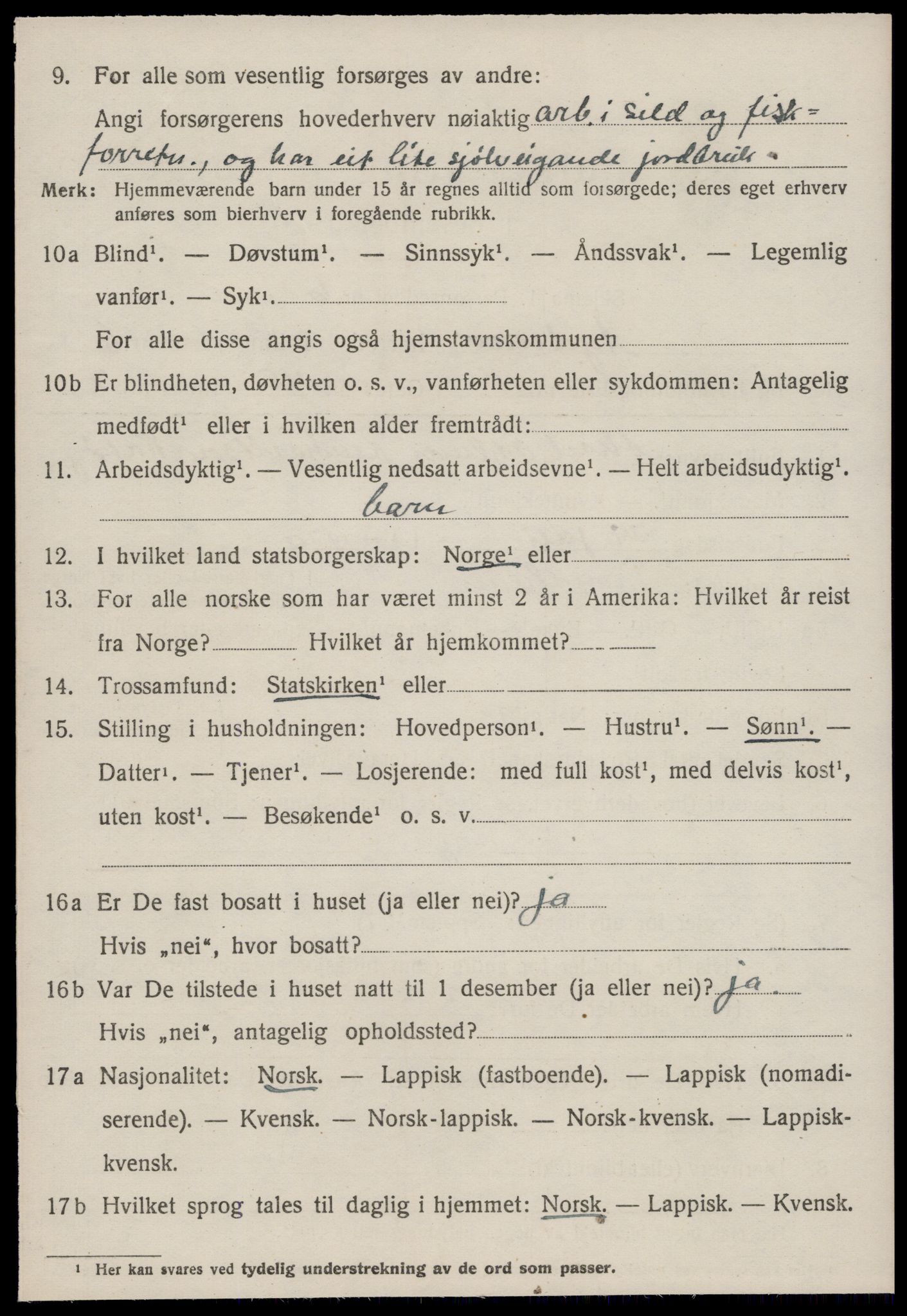 SAT, 1920 census for Agdenes, 1920, p. 2672