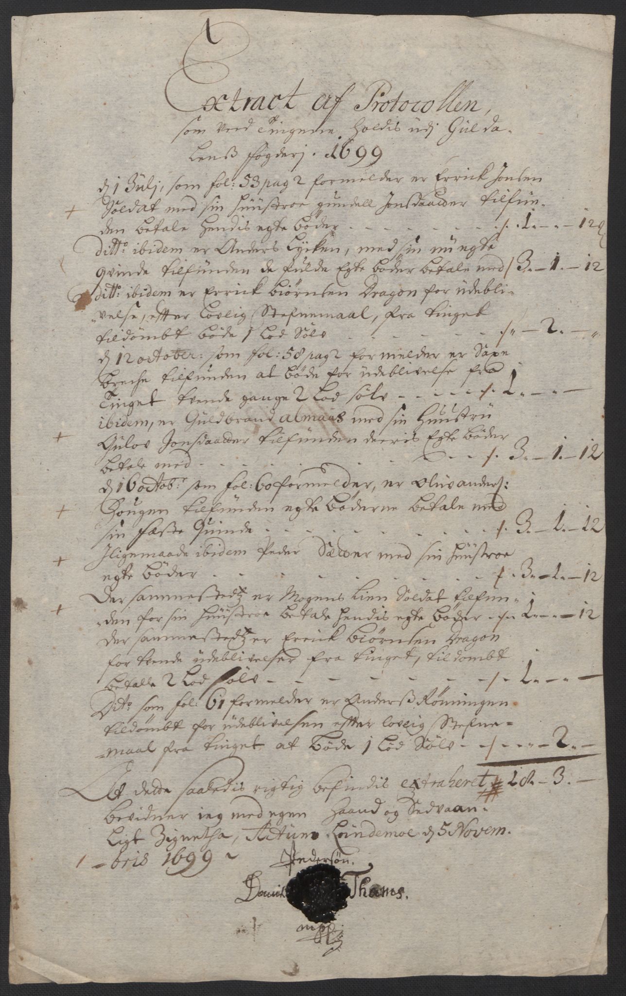 Rentekammeret inntil 1814, Reviderte regnskaper, Fogderegnskap, AV/RA-EA-4092/R60/L3949: Fogderegnskap Orkdal og Gauldal, 1699, p. 352