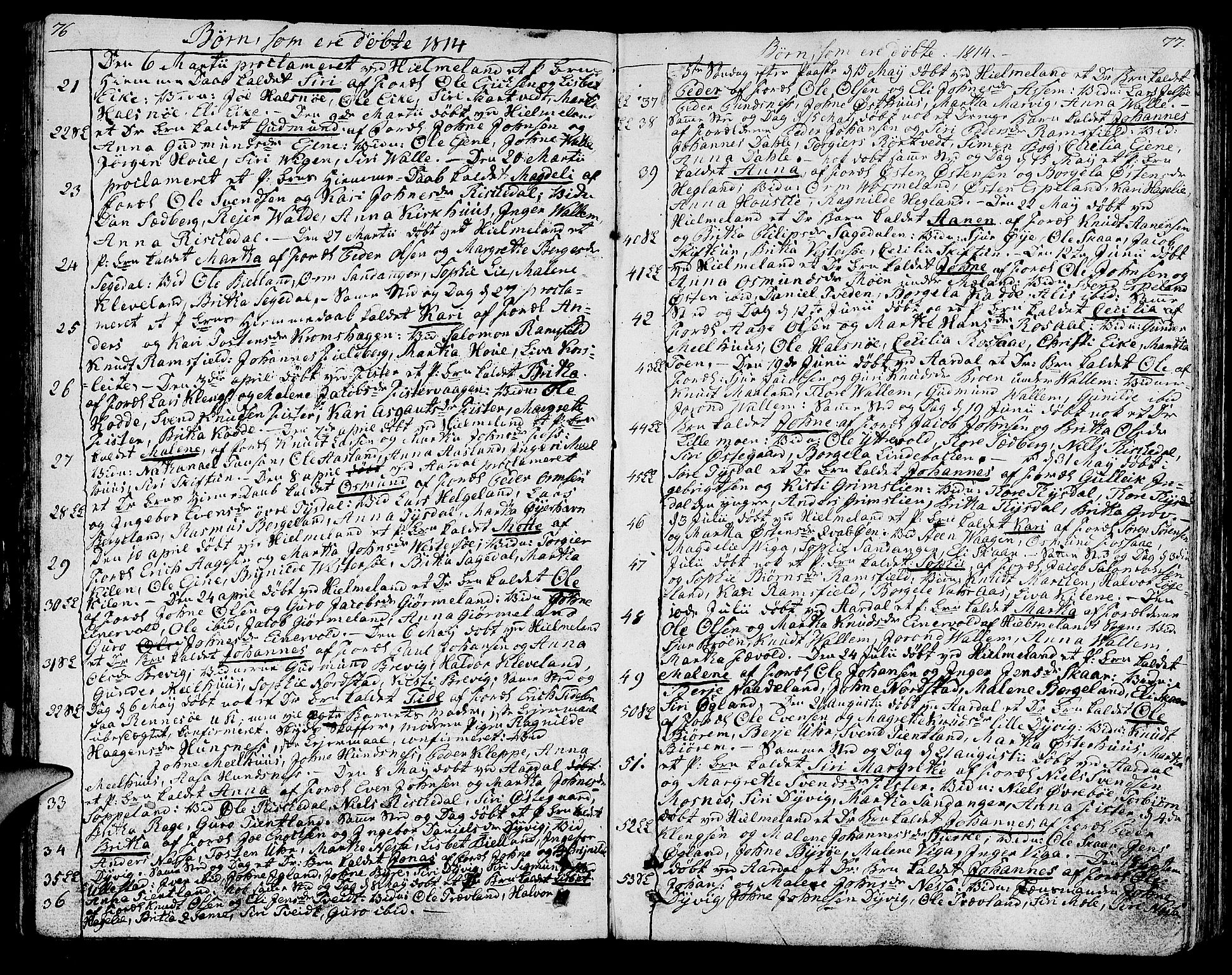 Hjelmeland sokneprestkontor, SAST/A-101843/01/IV/L0002: Parish register (official) no. A 2, 1799-1816, p. 76-77