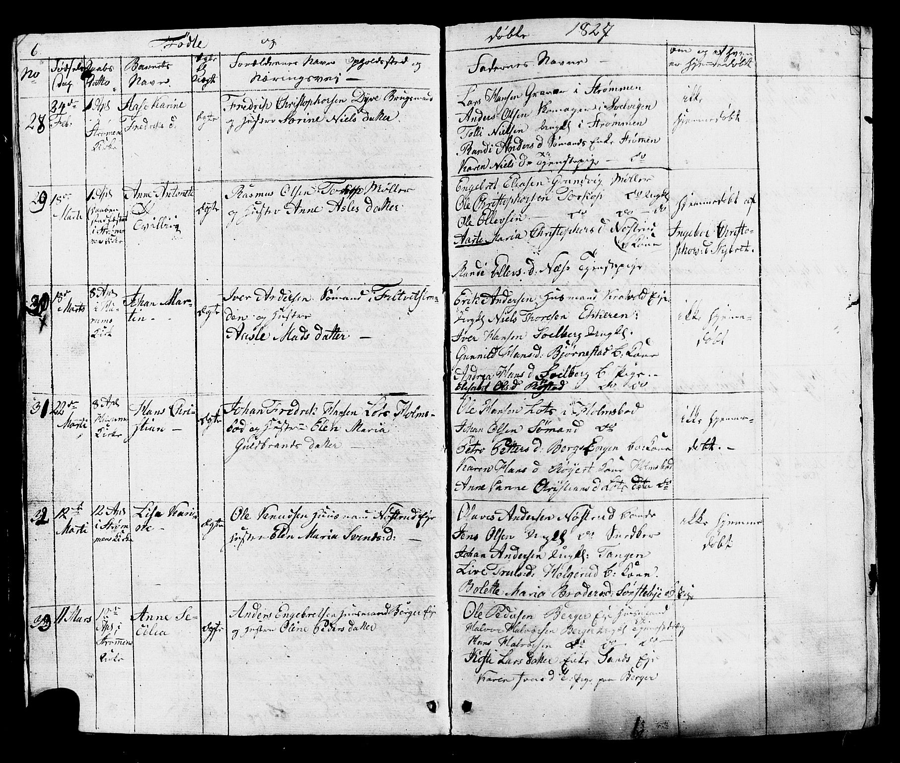 Hurum kirkebøker, AV/SAKO-A-229/G/Ga/L0002: Parish register (copy) no. I 2, 1827-1857, p. 6