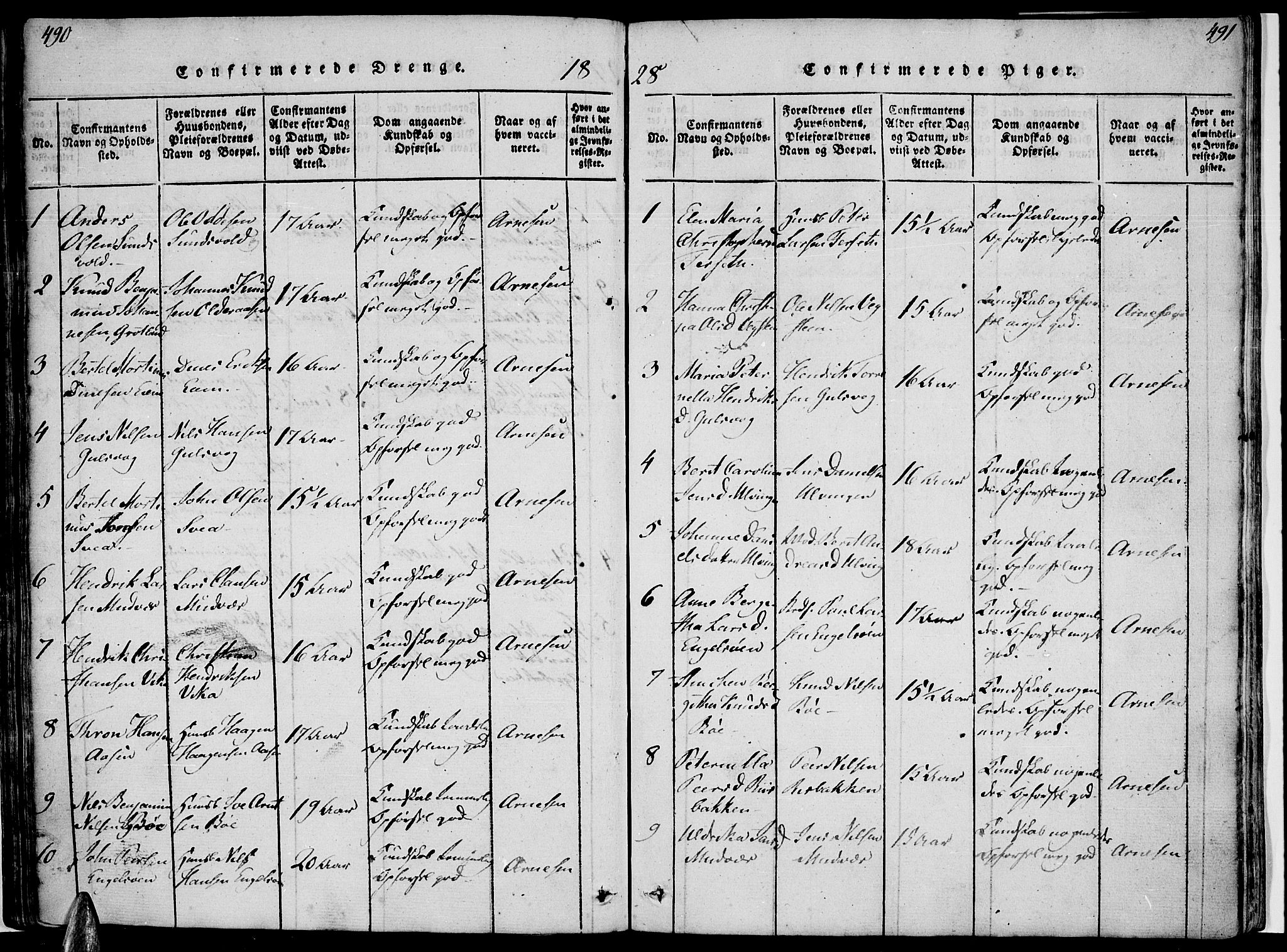 Ministerialprotokoller, klokkerbøker og fødselsregistre - Nordland, AV/SAT-A-1459/816/L0239: Parish register (official) no. 816A05, 1820-1845, p. 490-491