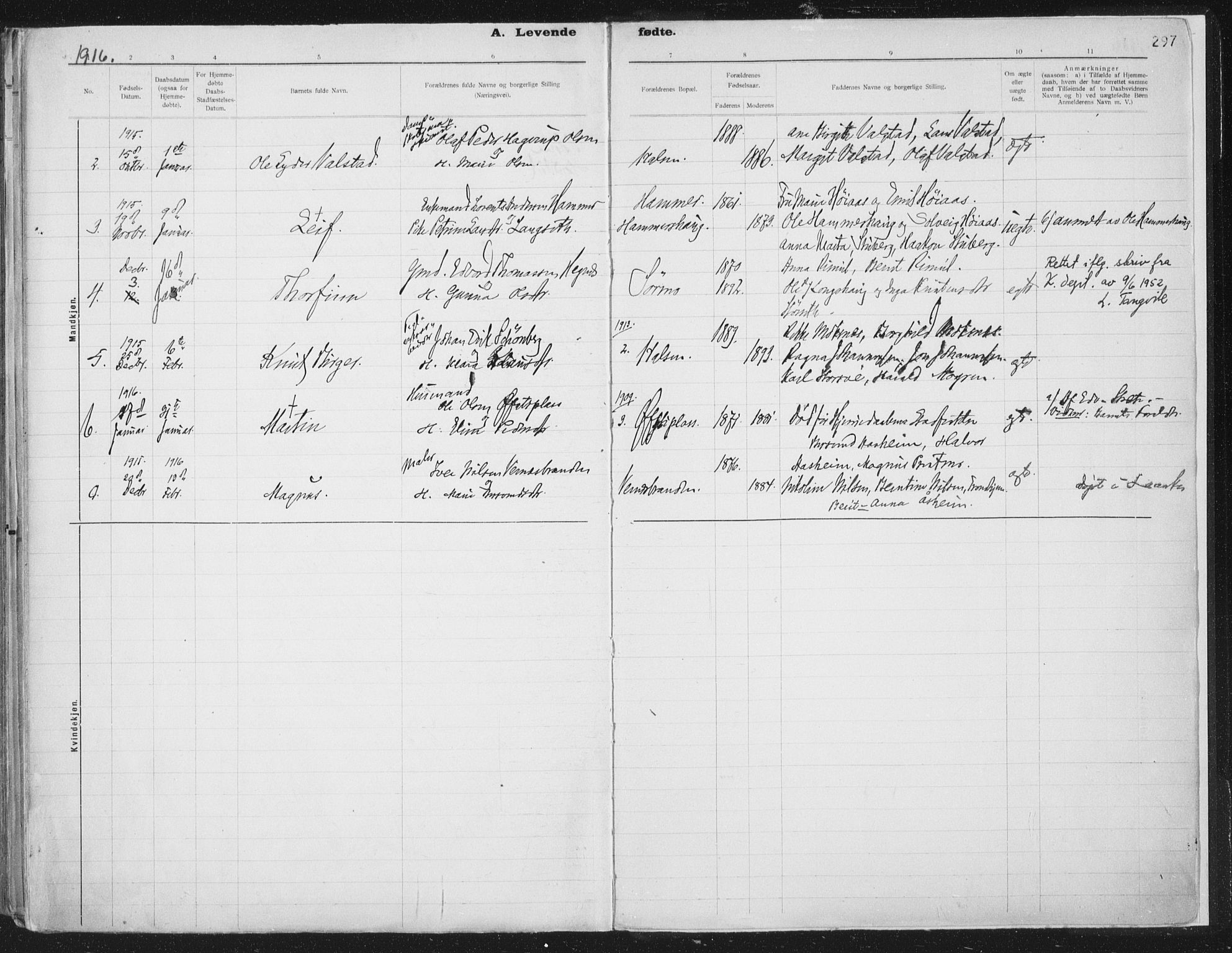 Ministerialprotokoller, klokkerbøker og fødselsregistre - Nord-Trøndelag, SAT/A-1458/709/L0082: Parish register (official) no. 709A22, 1896-1916, p. 297