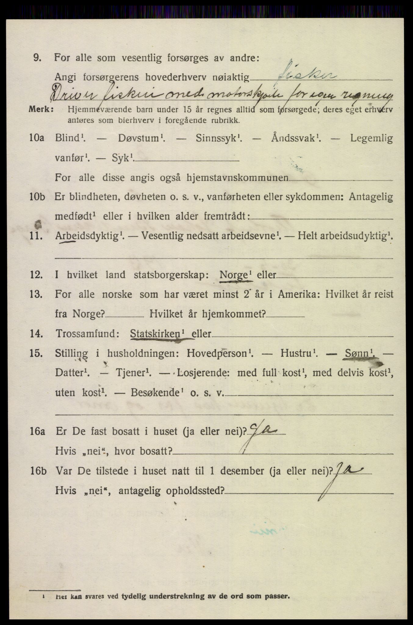 SAK, 1920 census for Oddernes, 1920, p. 2826