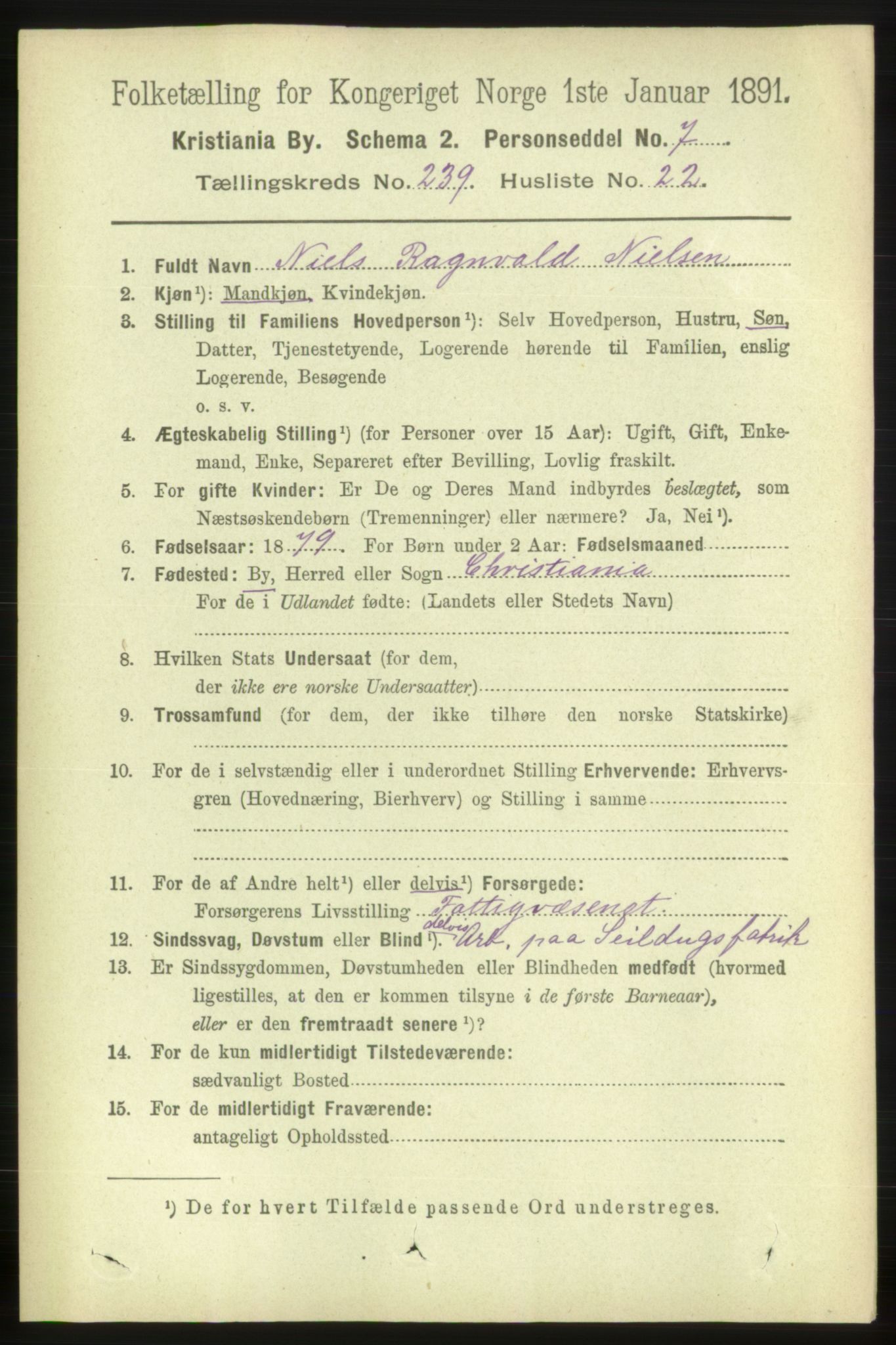 RA, 1891 census for 0301 Kristiania, 1891, p. 145815