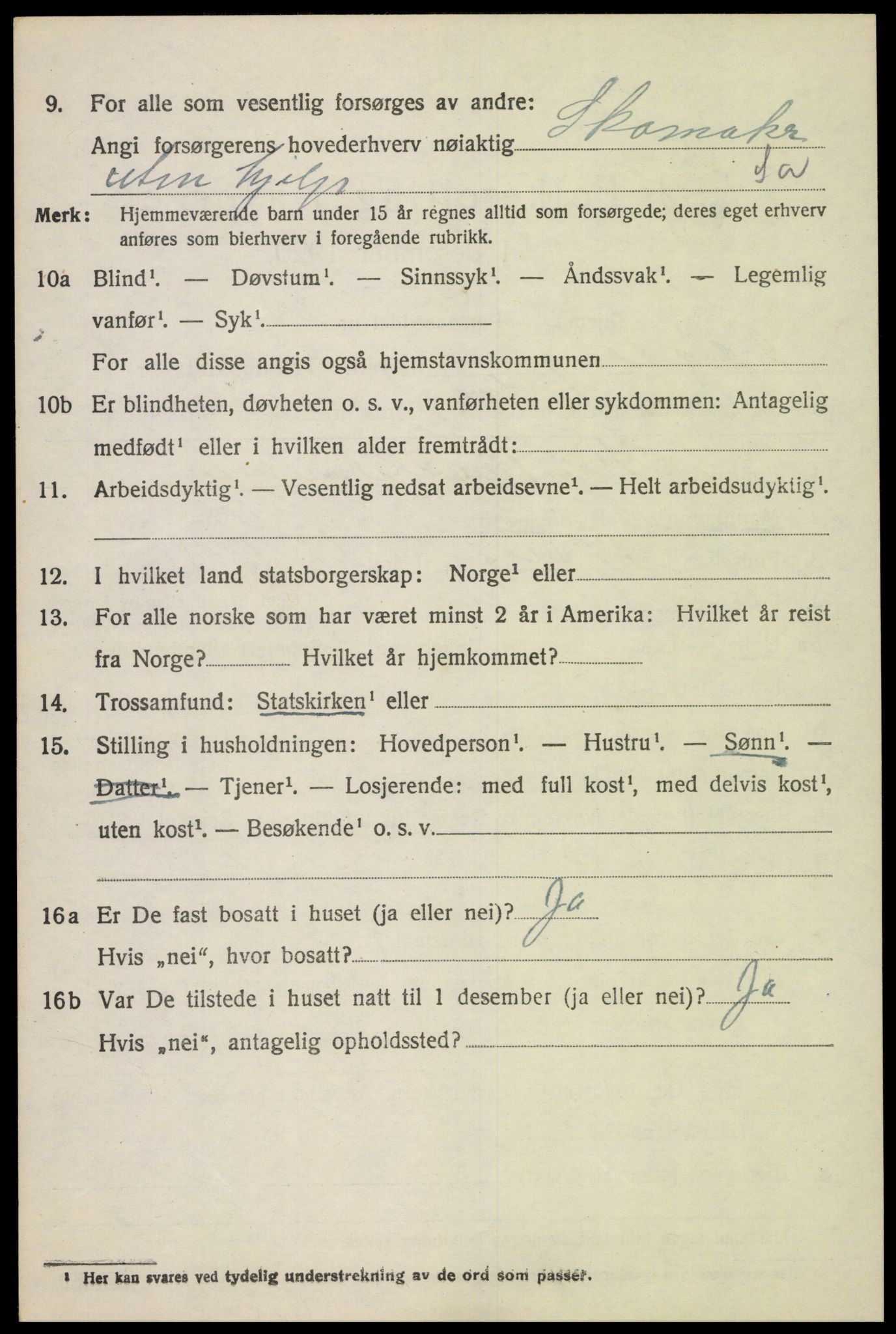 SAH, 1920 census for Fåberg, 1920, p. 7109