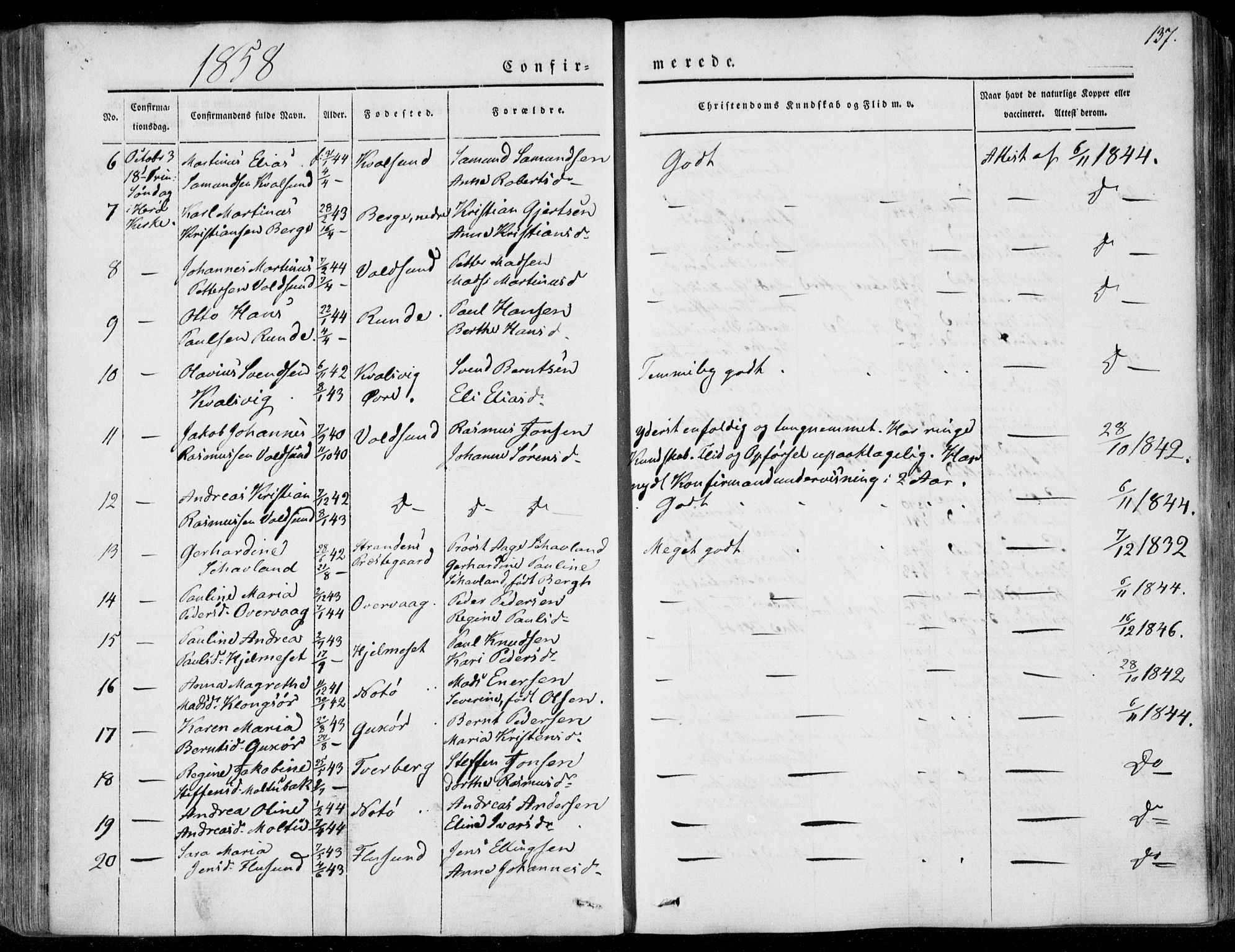 Ministerialprotokoller, klokkerbøker og fødselsregistre - Møre og Romsdal, AV/SAT-A-1454/507/L0070: Parish register (official) no. 507A05, 1842-1873, p. 137