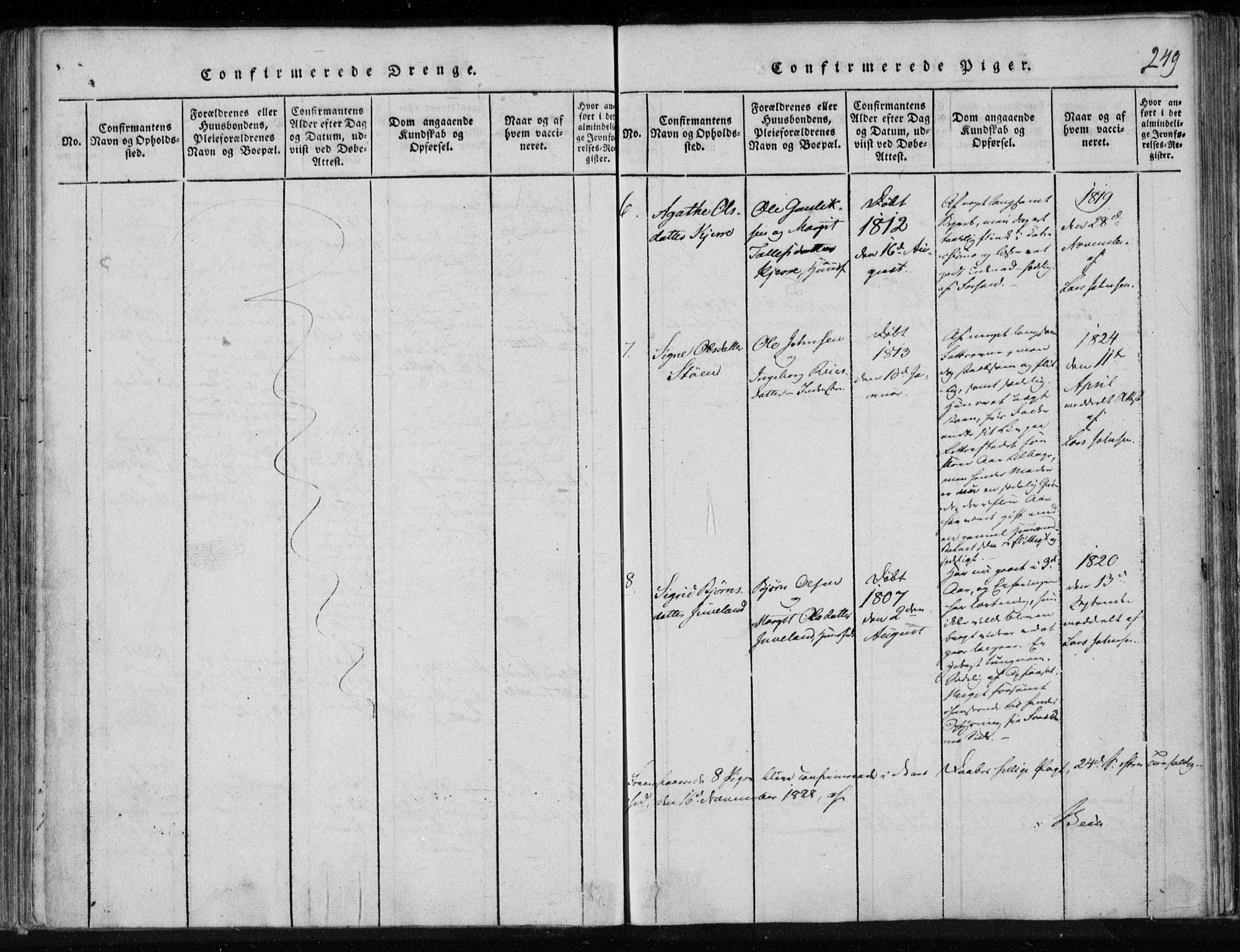 Lårdal kirkebøker, SAKO/A-284/F/Fa/L0005: Parish register (official) no. I 5, 1815-1860, p. 249