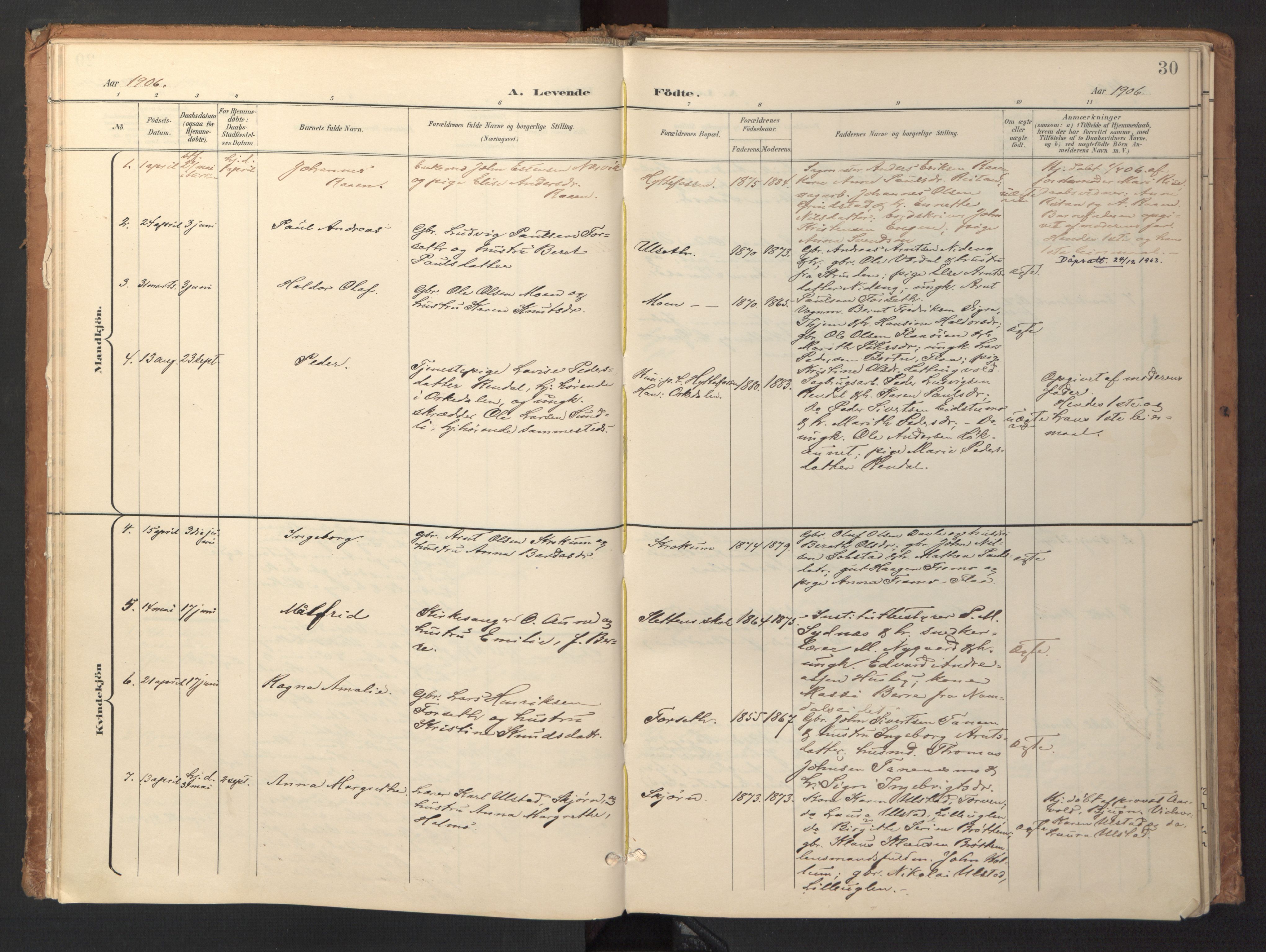 Ministerialprotokoller, klokkerbøker og fødselsregistre - Sør-Trøndelag, SAT/A-1456/618/L0448: Parish register (official) no. 618A11, 1898-1916, p. 30