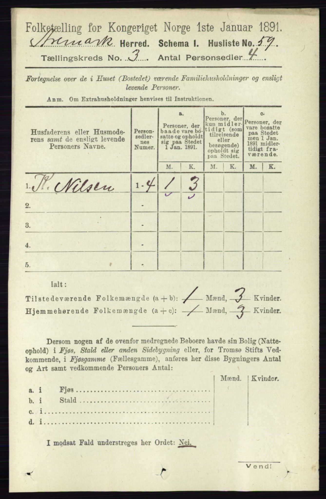 RA, 1891 census for 0118 Aremark, 1891, p. 1398