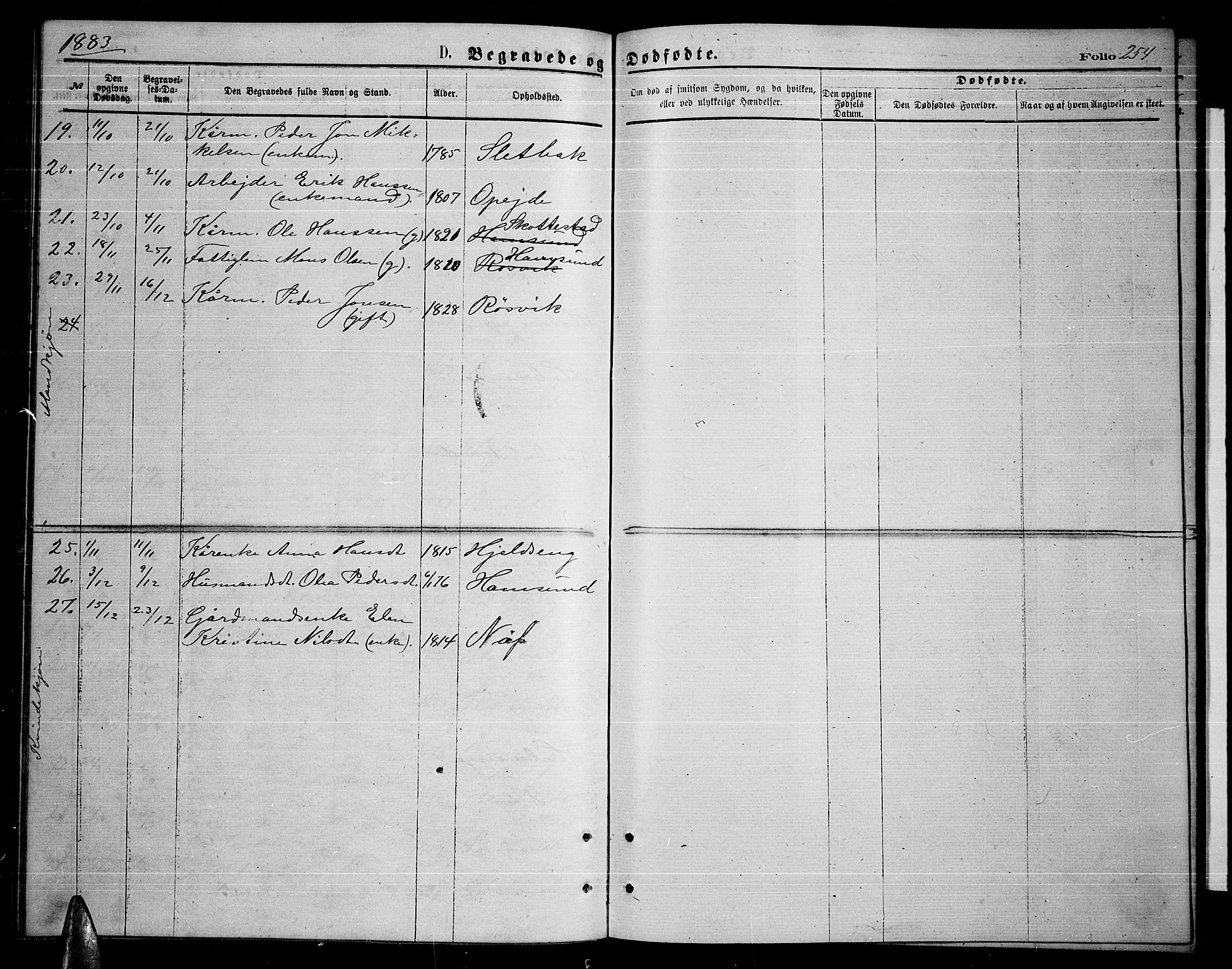 Ministerialprotokoller, klokkerbøker og fødselsregistre - Nordland, SAT/A-1459/859/L0858: Parish register (copy) no. 859C04, 1873-1886, p. 254