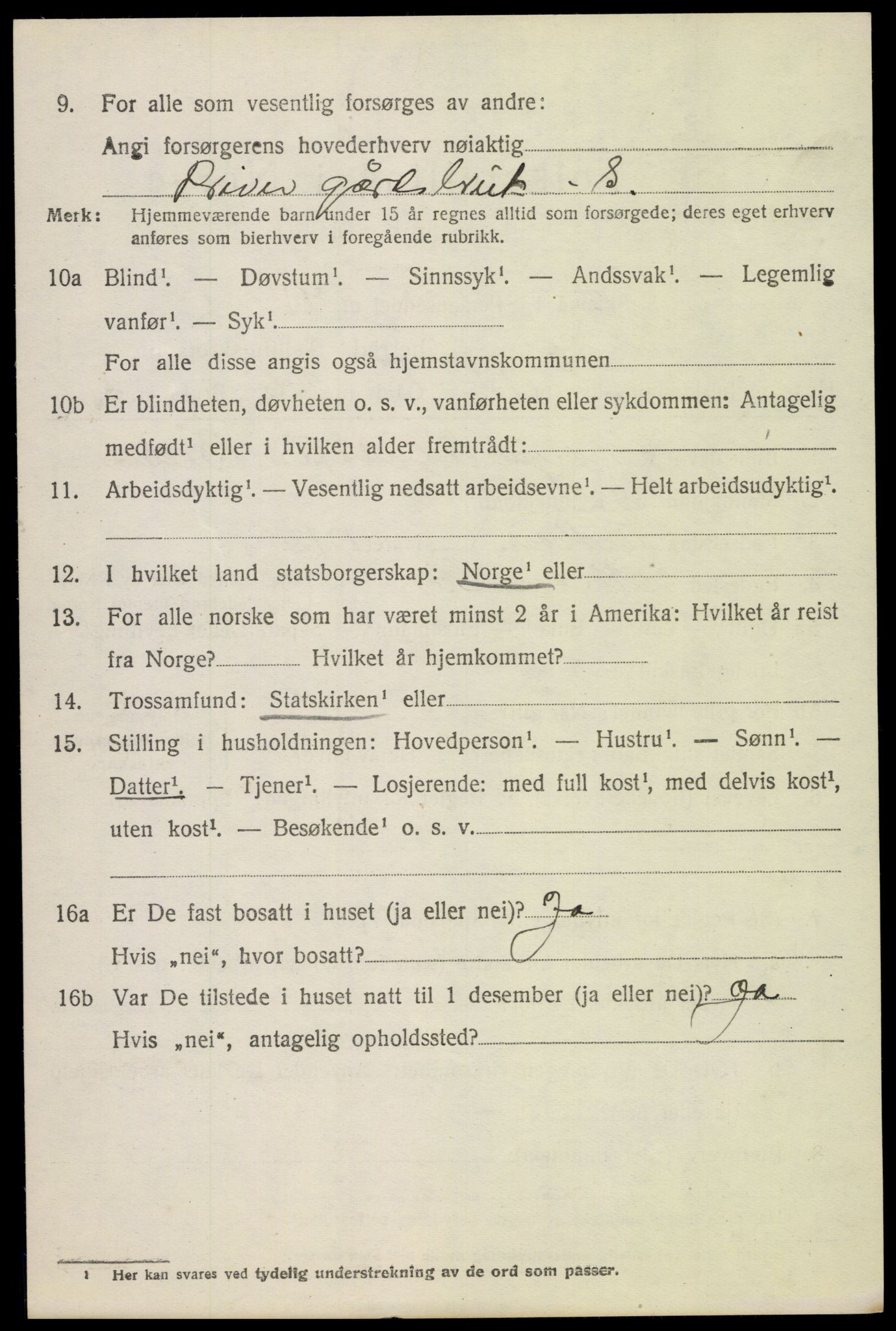 SAH, 1920 census for Heidal, 1920, p. 2543