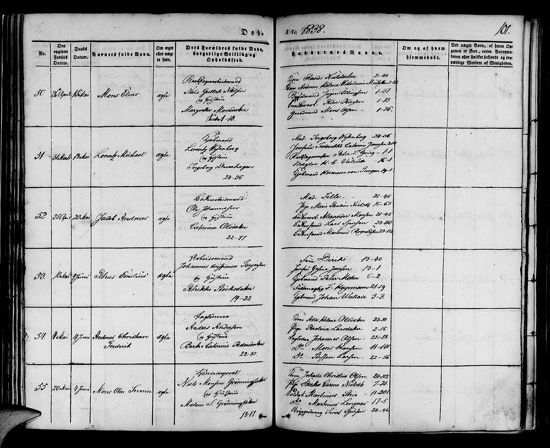 Korskirken sokneprestembete, SAB/A-76101/H/Haa/L0015: Parish register (official) no. B 1, 1833-1841, p. 101