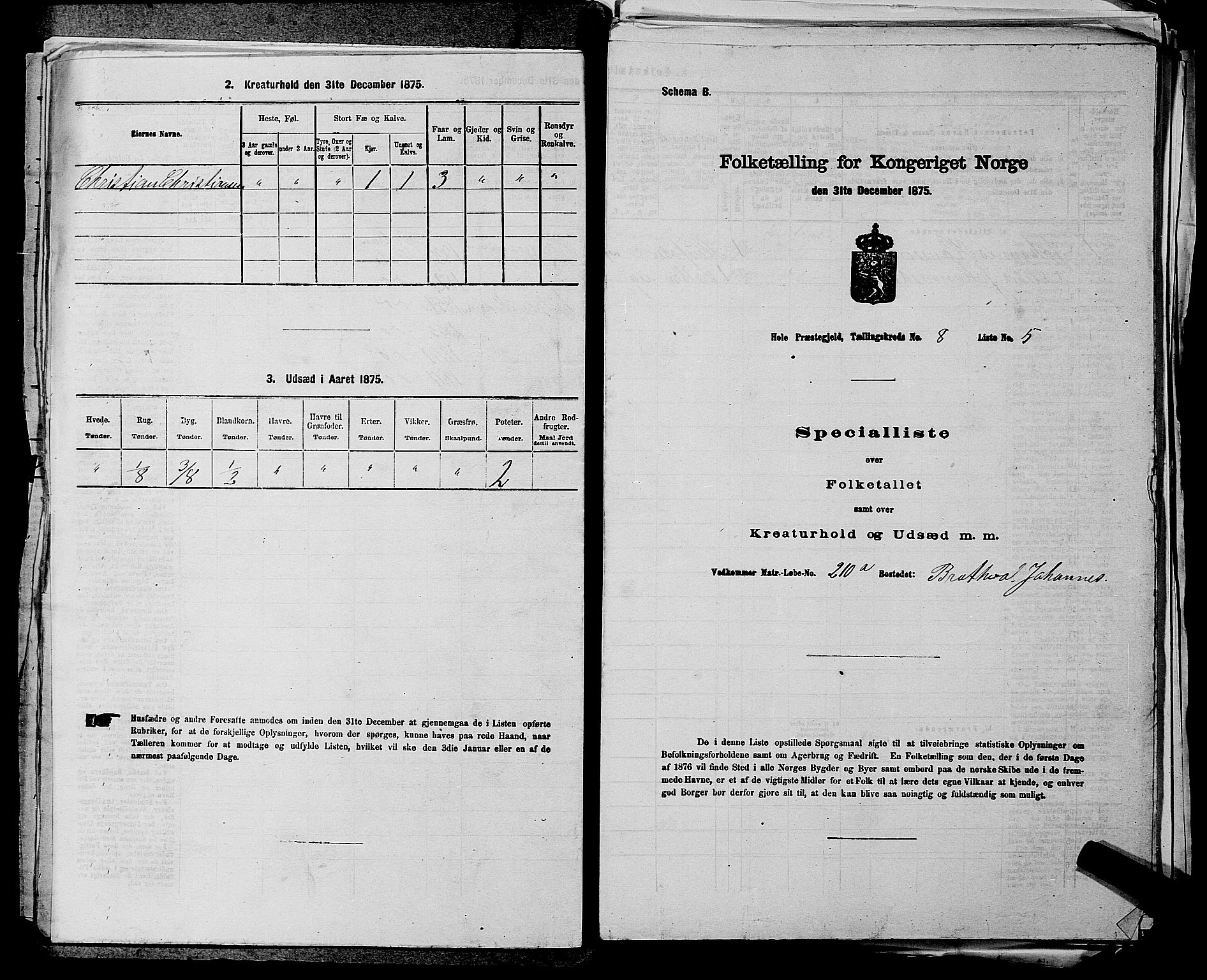 SAKO, 1875 census for 0612P Hole, 1875, p. 1386